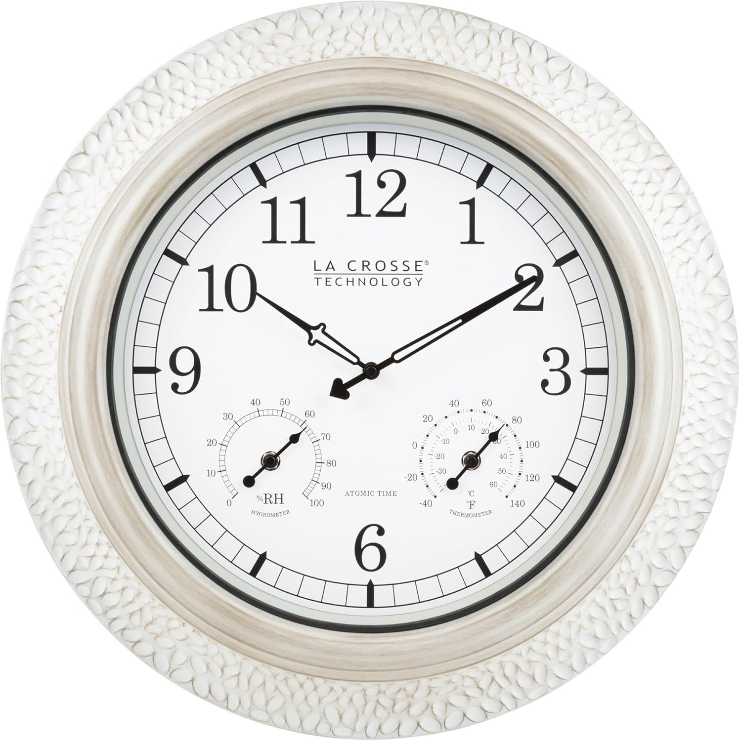 21" White-Washed Hammered Metal Analog Wall Clock