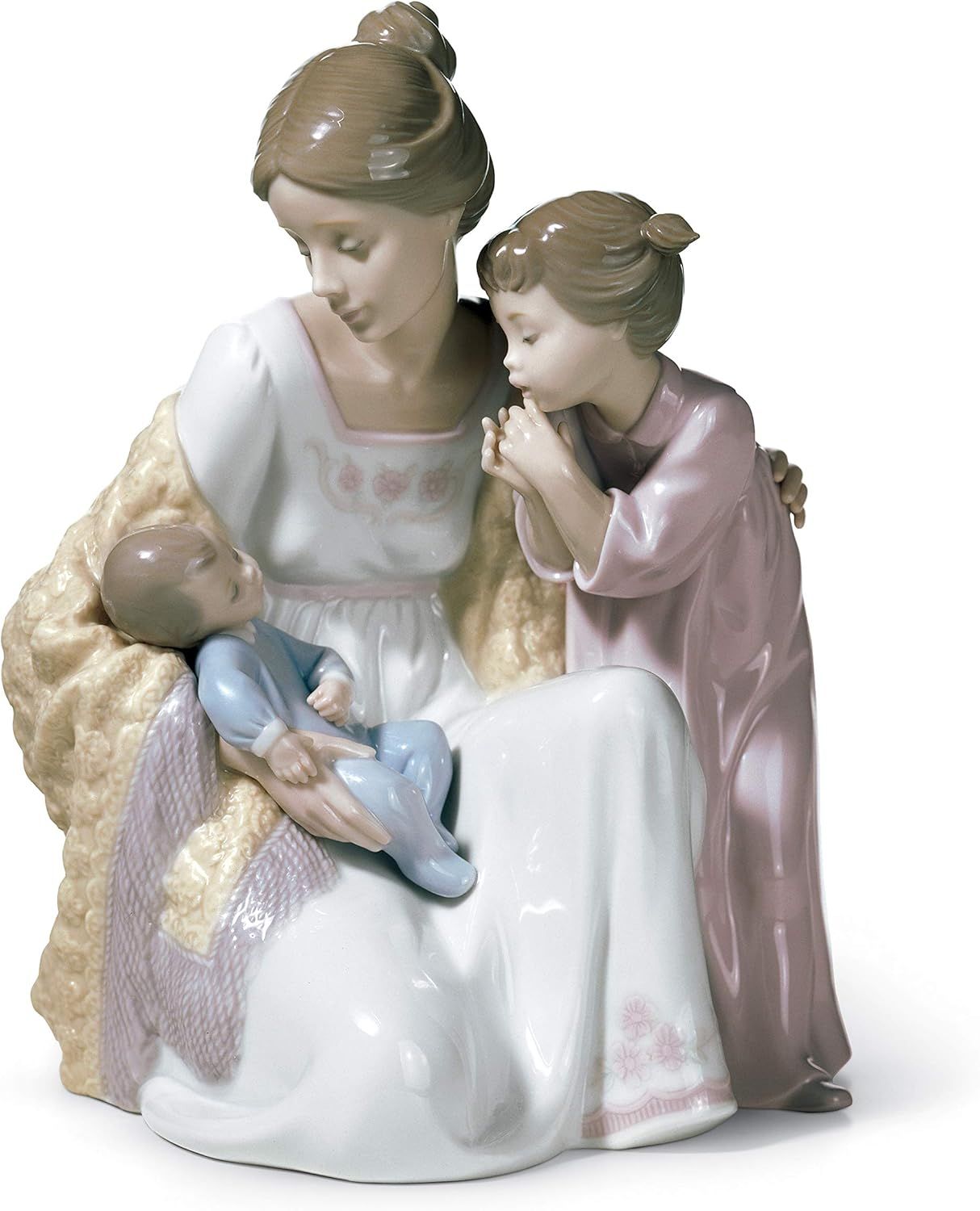 Eloquent Porcelain Family Figurine: Mother, Daughter, and Baby