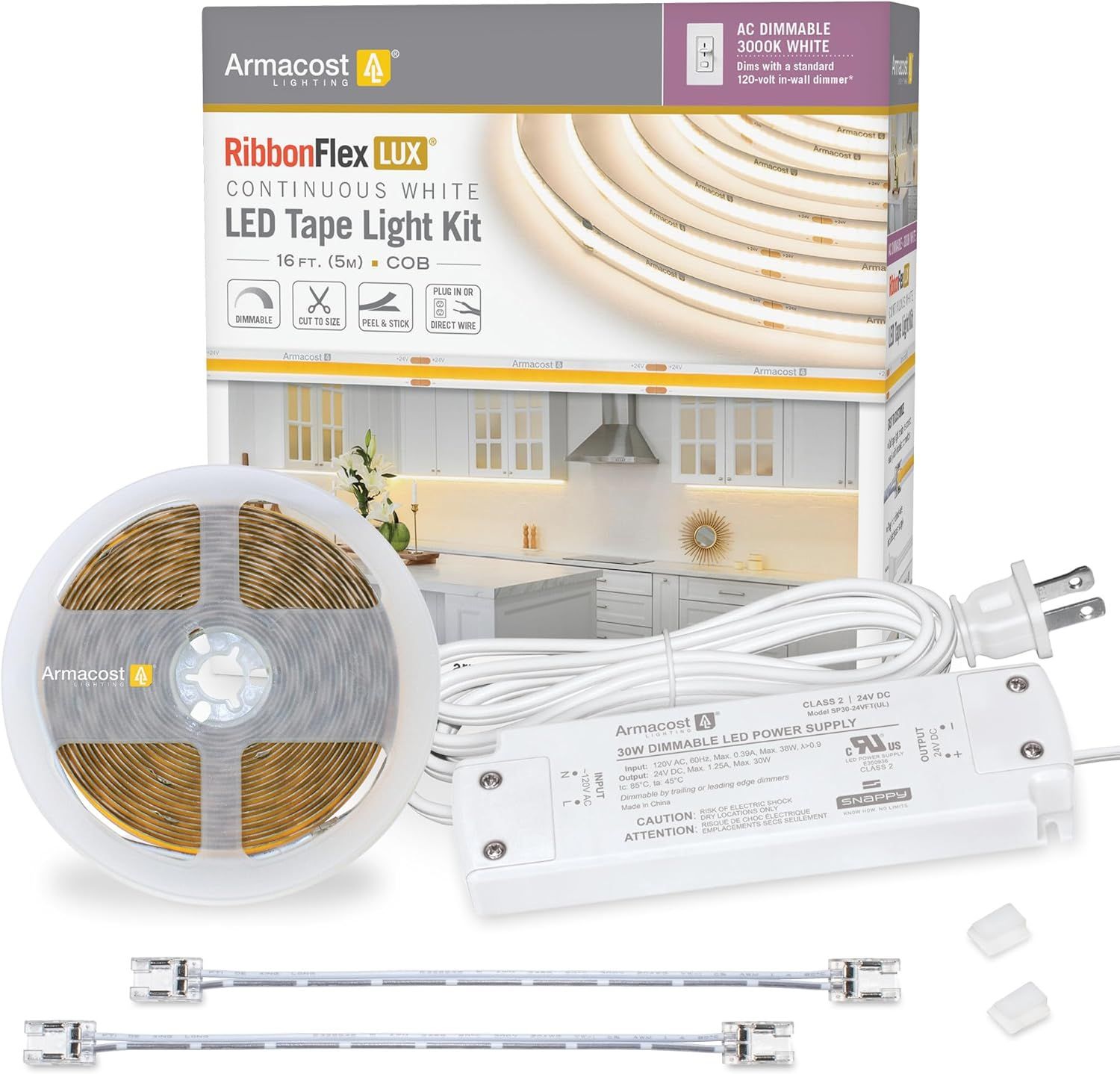 16 ft Soft White Dimmable LED Strip Light Kit