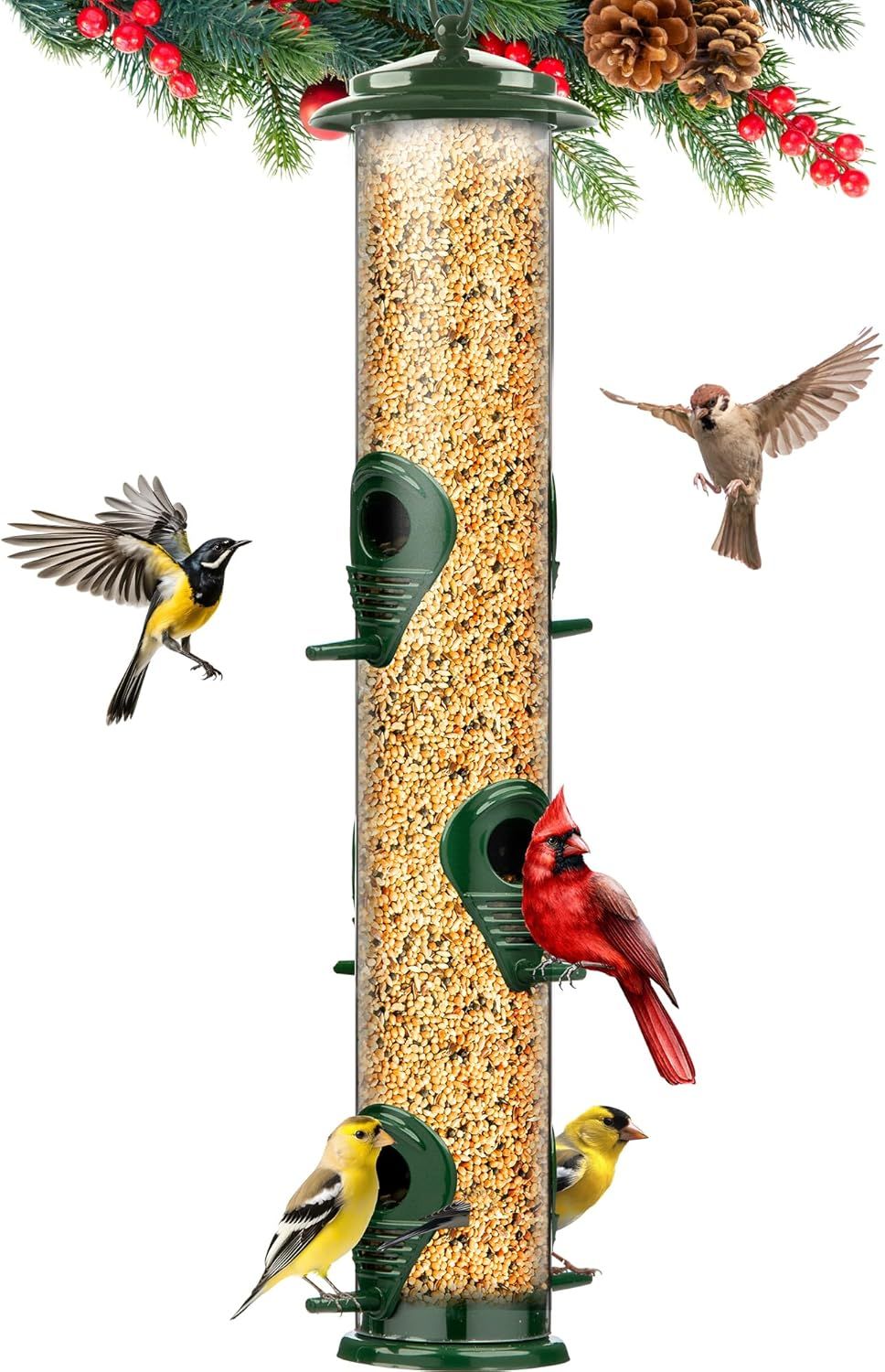 16-Inch Squirrel Proof Metal and Plastic Hanging Bird Feeder