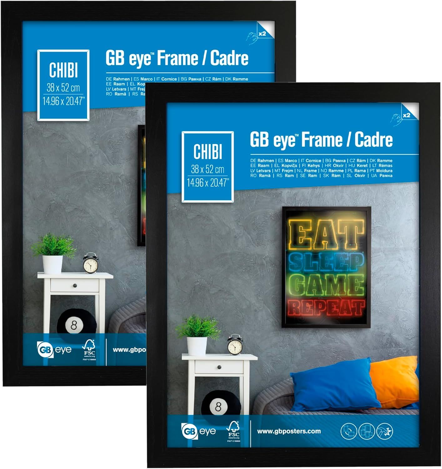 Classic Black Wood Wall Mount Poster Frames Set