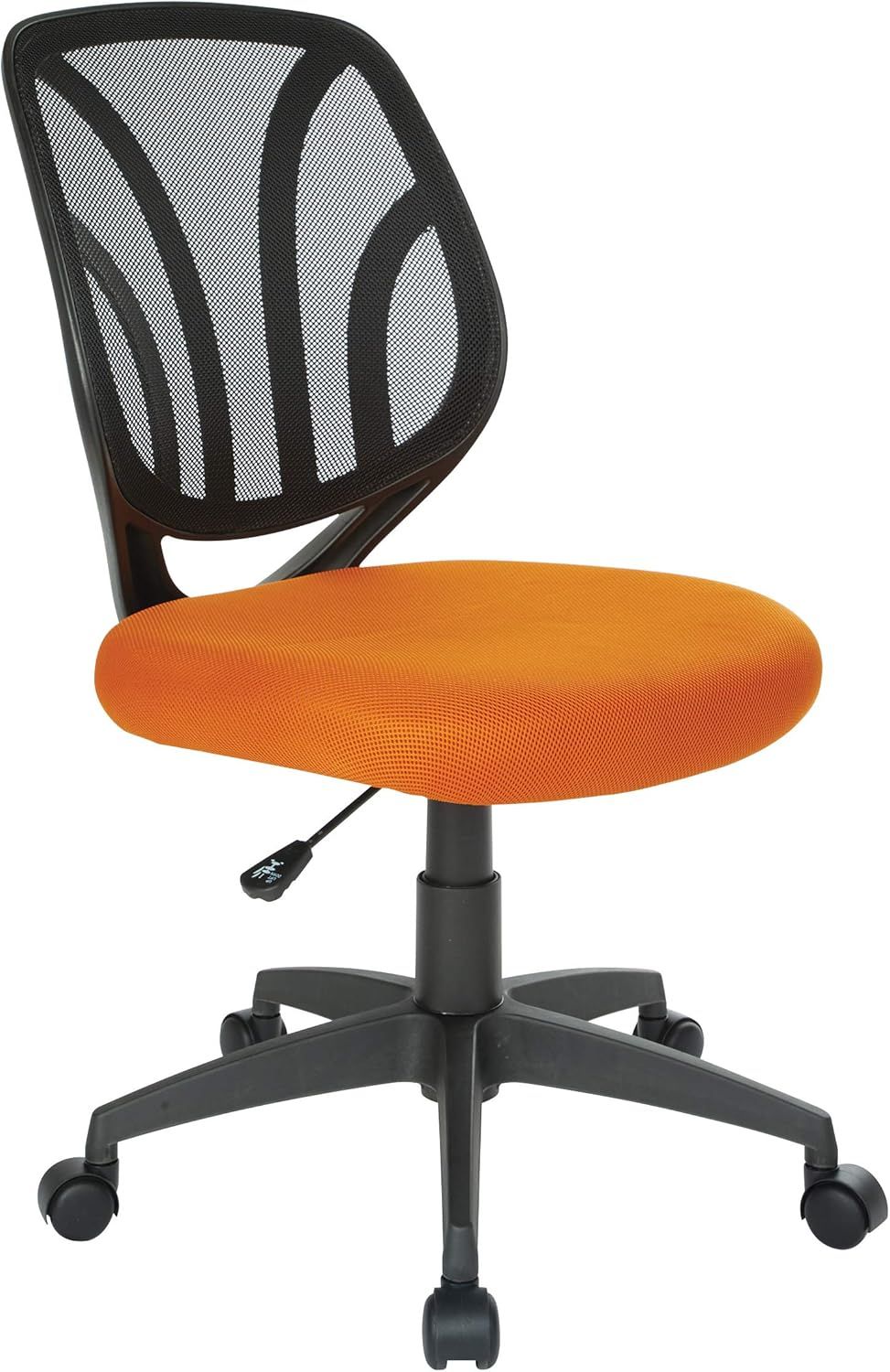 Adjustable Orange Mesh Fabric Task Chair with Metal Swivel Base