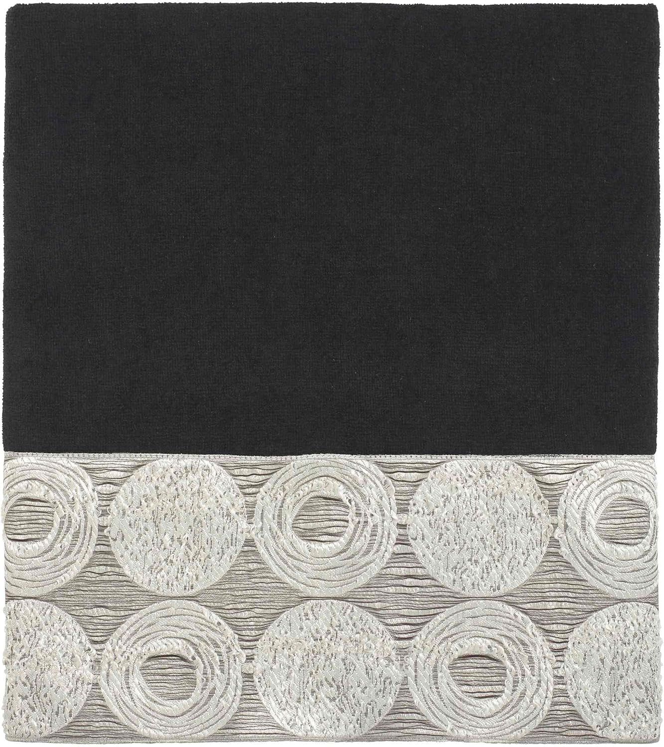 Black Cotton Bath Towel with Metallic Jacquard Border