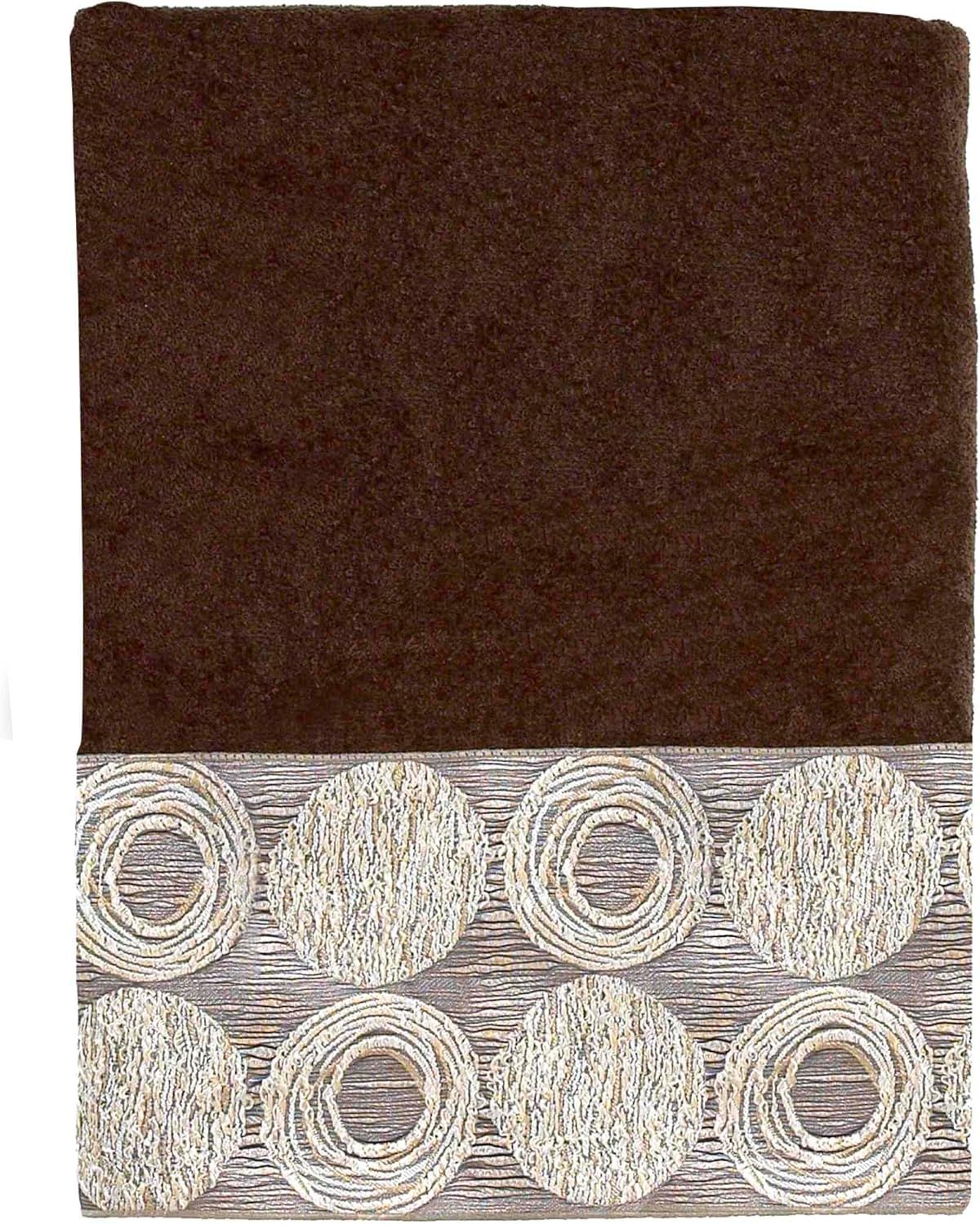 Mocha Cotton Bath Towel with Jacquard Border Design