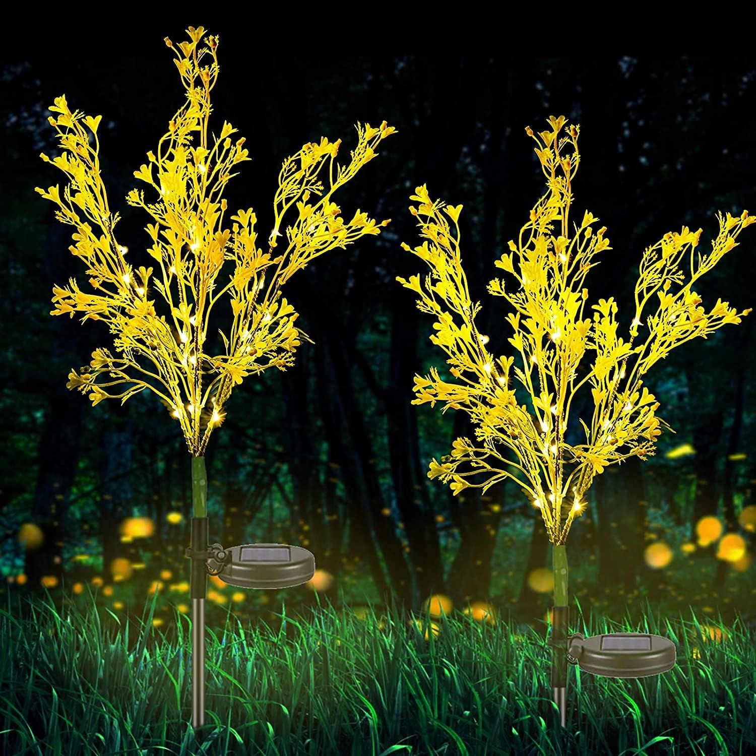 Golden Solar Powered Outdoor LED Flower Garden Lights