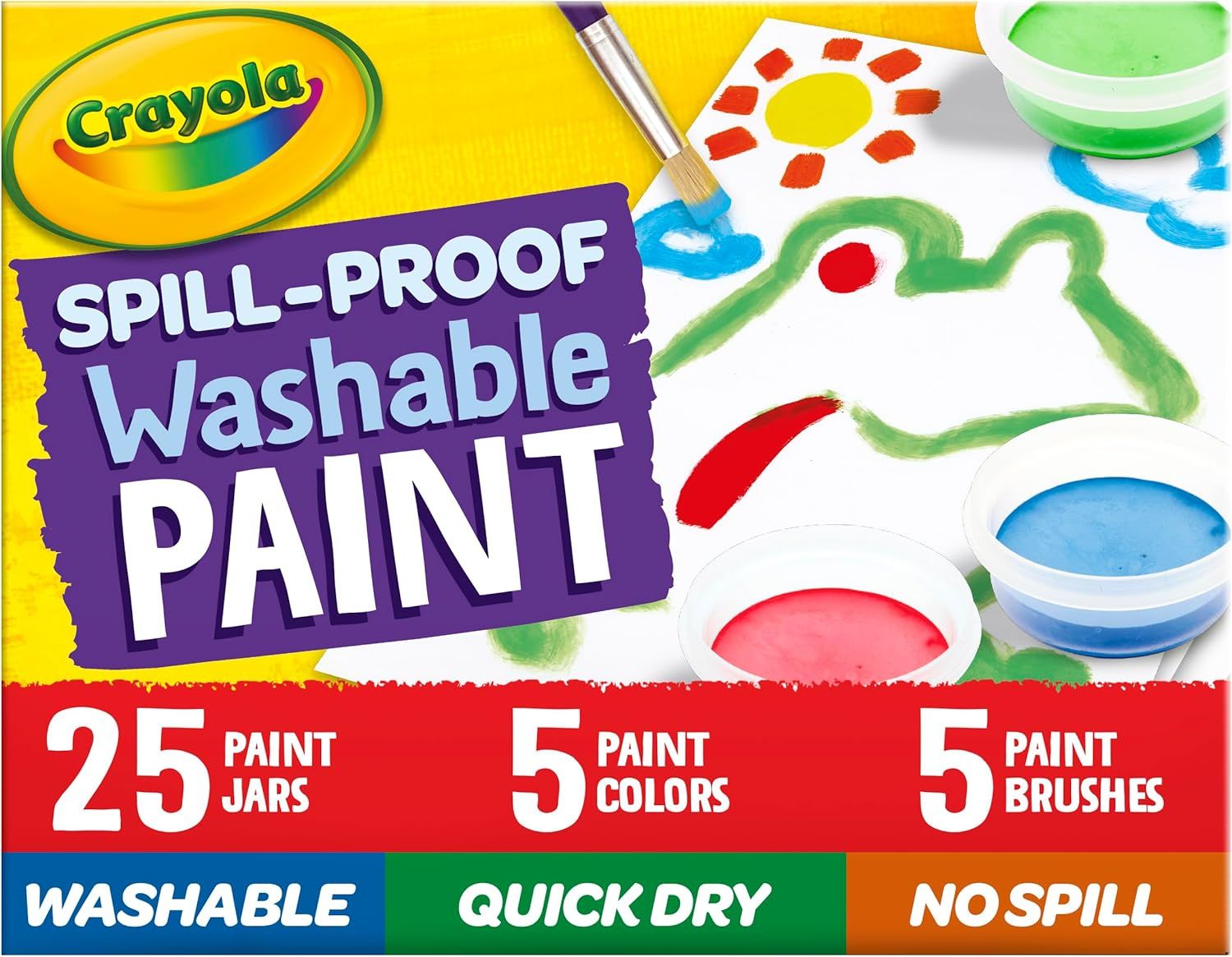 Crayola Spill-Proof Washable Paint Set with Brushes