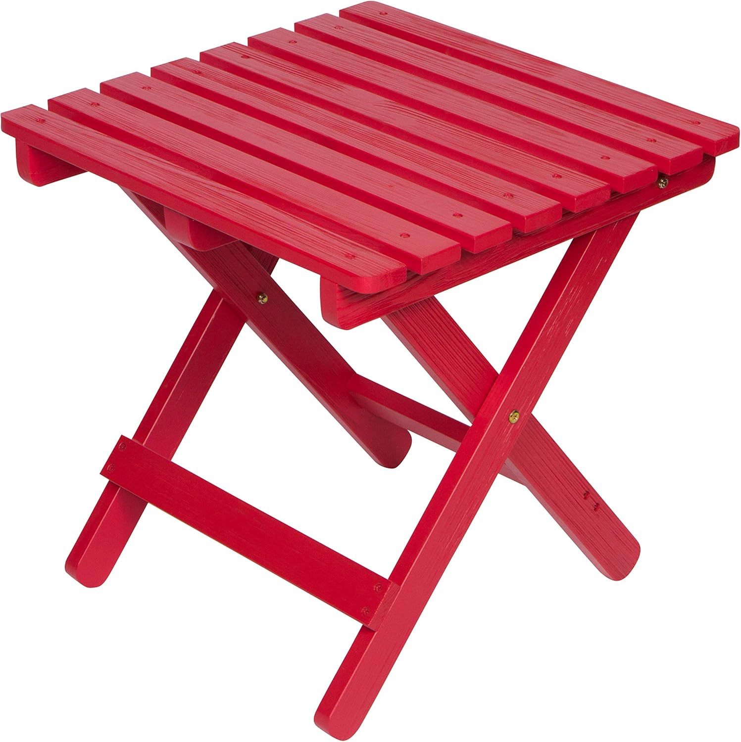 Chili Red Cedar Wood Folding Outdoor Side Table