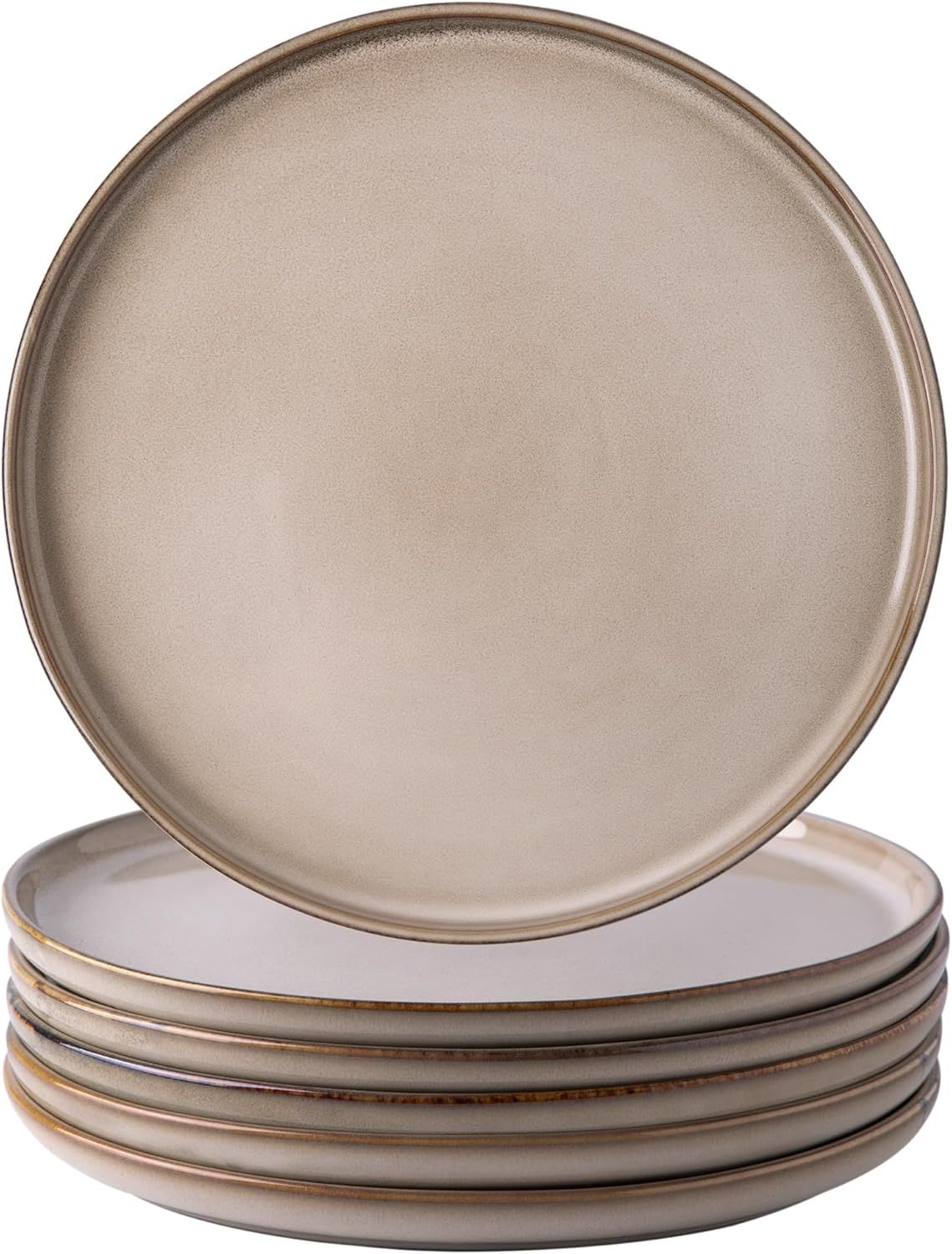 Beige Ceramic 10.5" Dinner Plates Set of 6