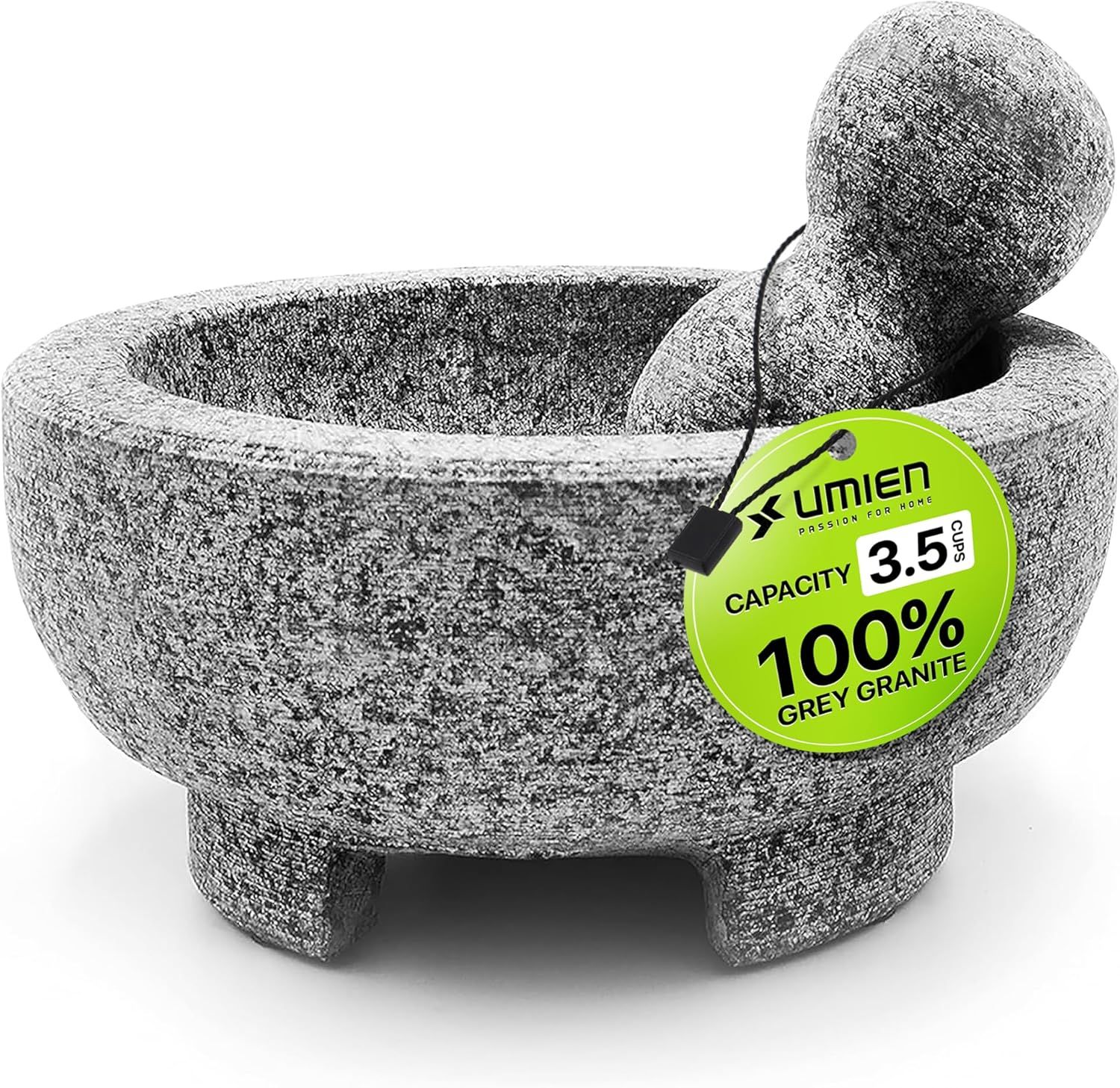 8-Inch Gray Granite Molcajete Mortar and Pestle Set