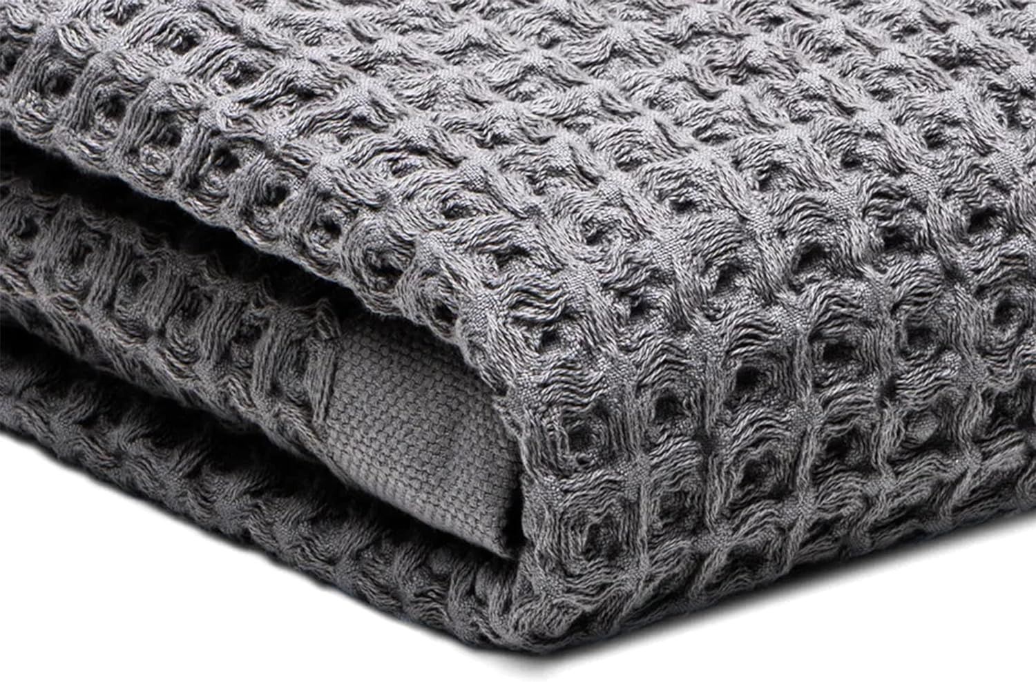 Grey Waffle Weave Pima Cotton Bath Towel 31"x57"