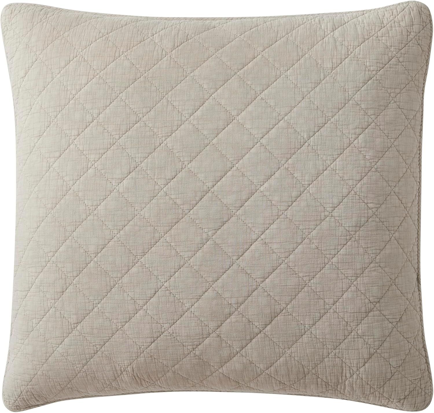 Stonewashed Cotton Gauze Quilted Euro Sham in Sable, 27x27 inch