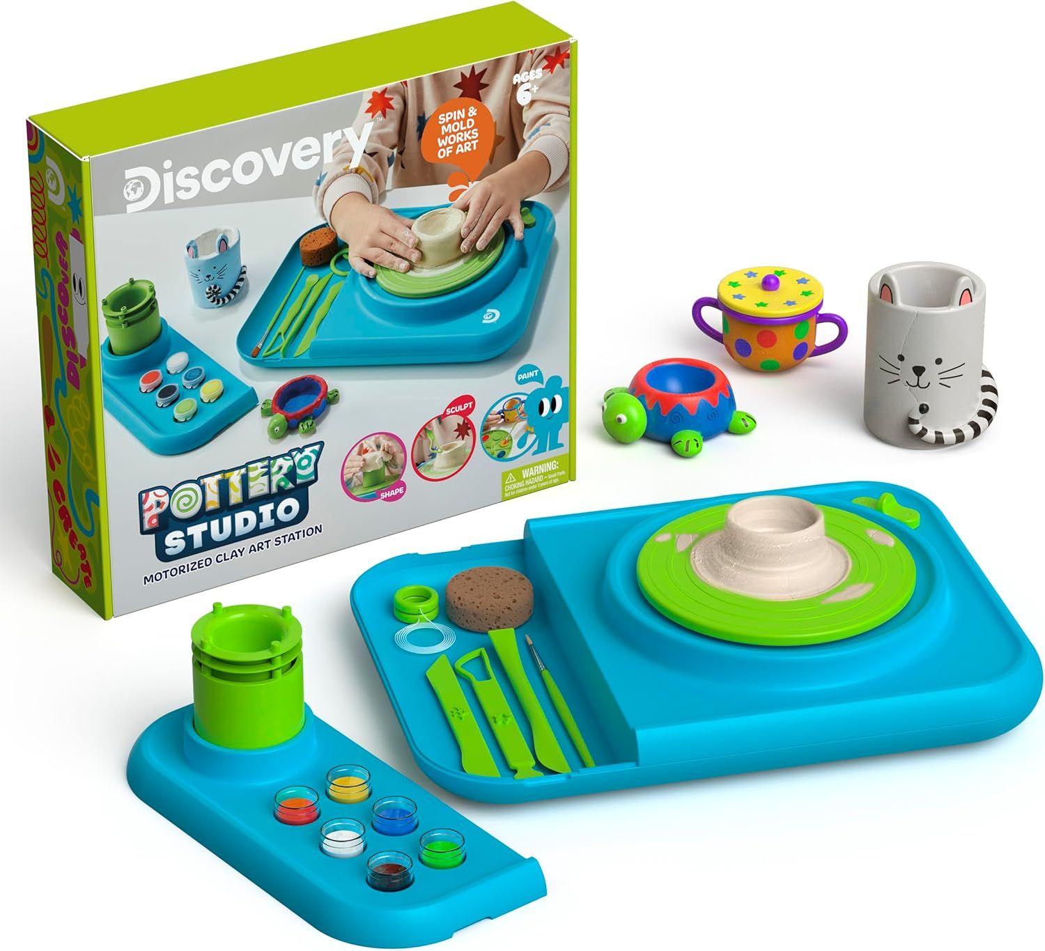 Discovery Kids Motorized Pottery Studio with Tools and Paints