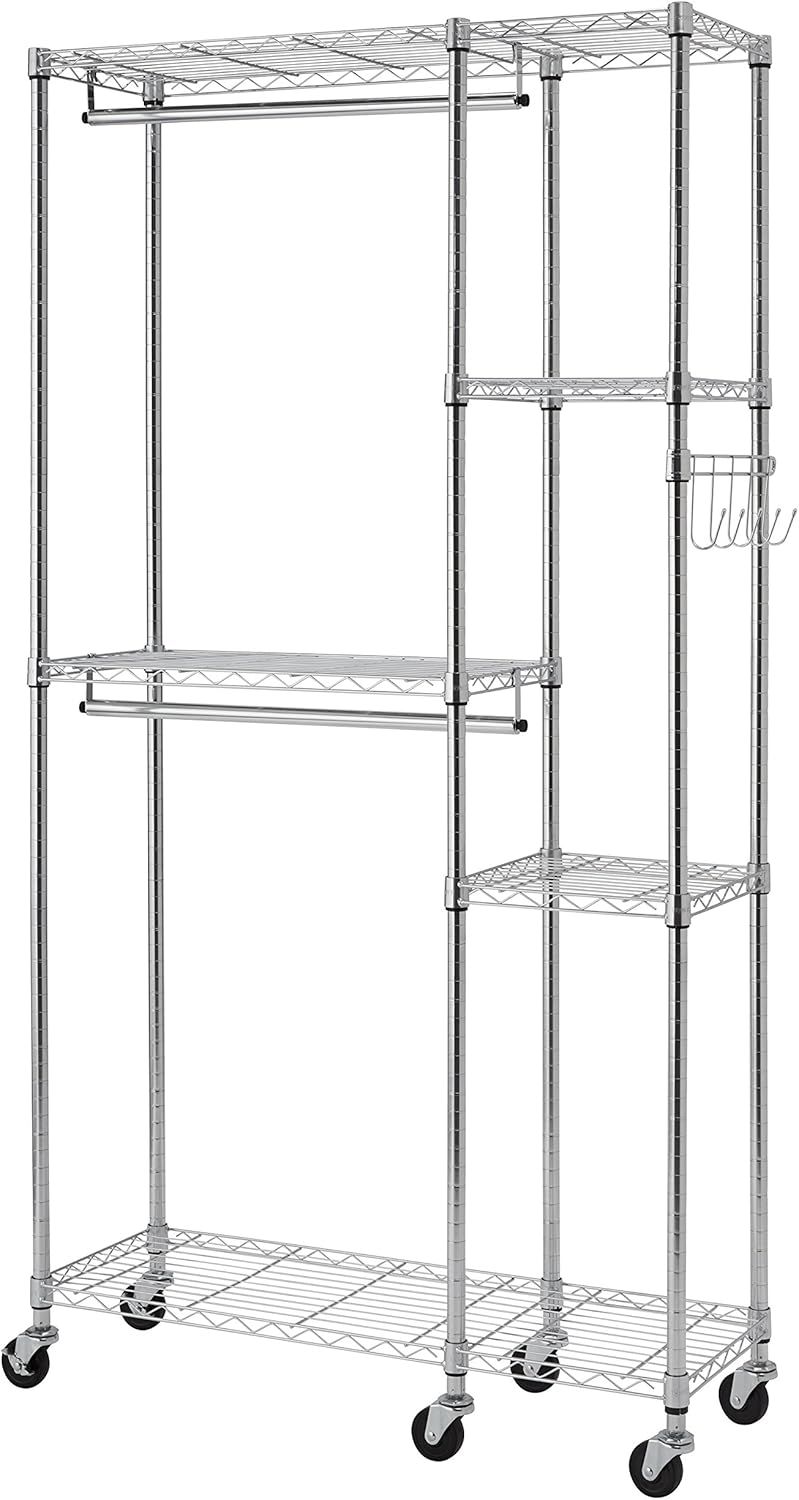 Chrome Wire Free-Standing Closet with Adjustable Shelves