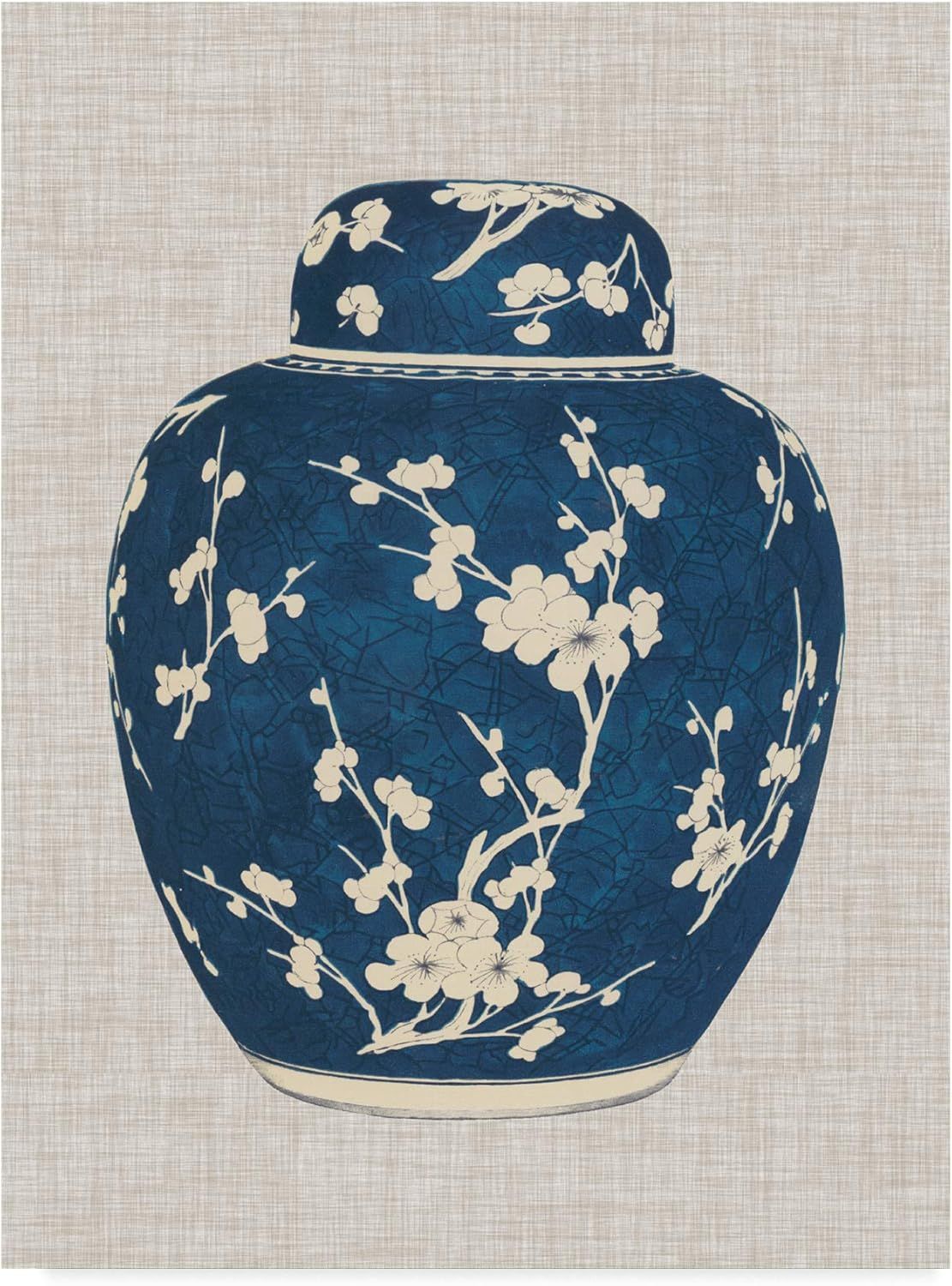 Blue and White Floral Ginger Jar Oil Painting on Canvas