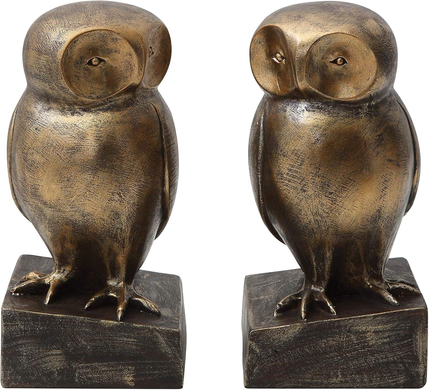 Bronze Resin Owl Bookends Set of 2