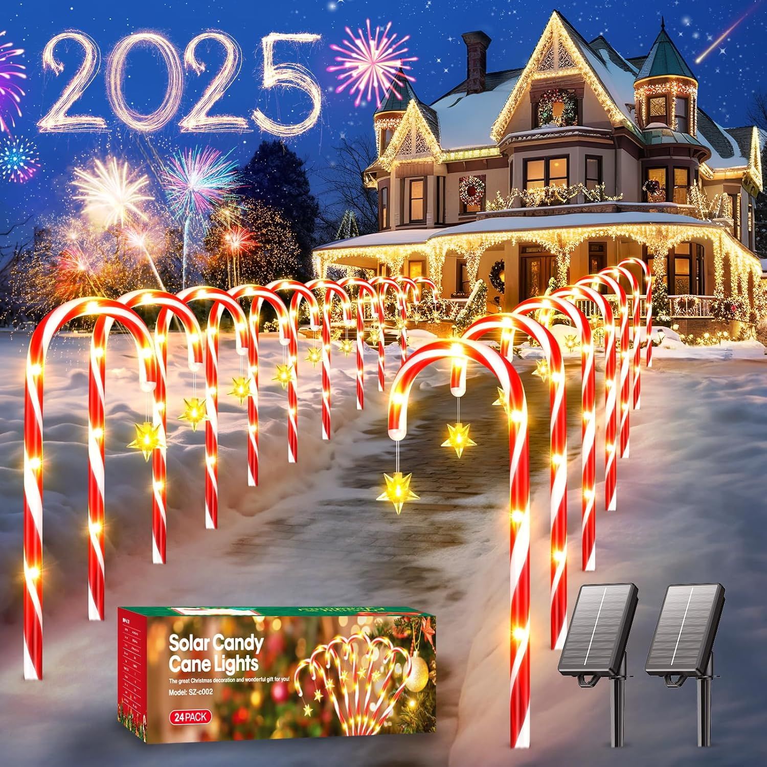 Red Solar LED Candy Cane Pathway Lights Multipack