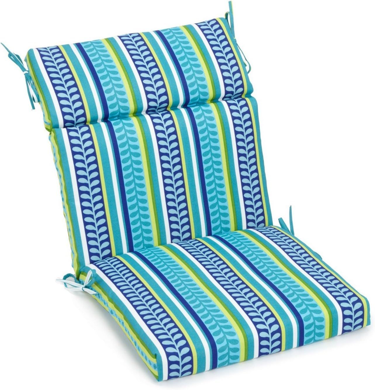 Azure Blue and Green Polyester Outdoor Chair Cushion