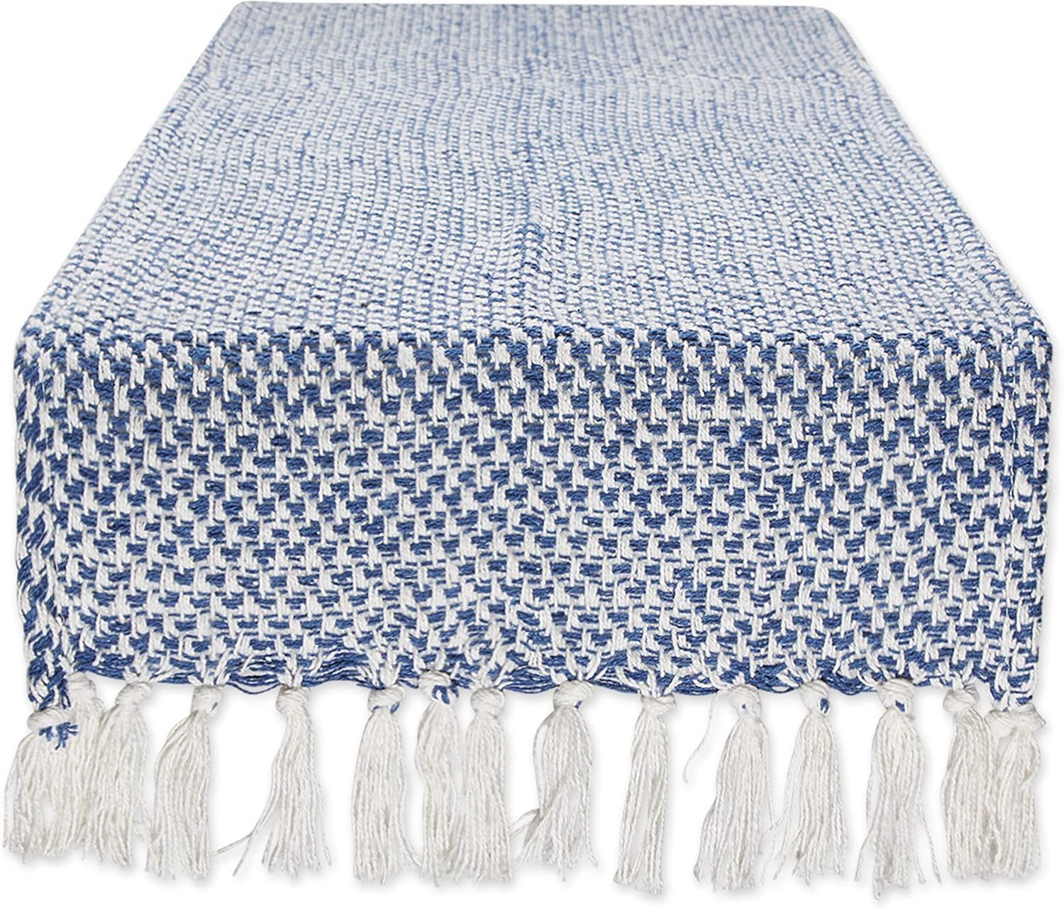 DII Woven Basics Collection 100% Cotton Knit Table Runner, 15x108, Nautical Blue