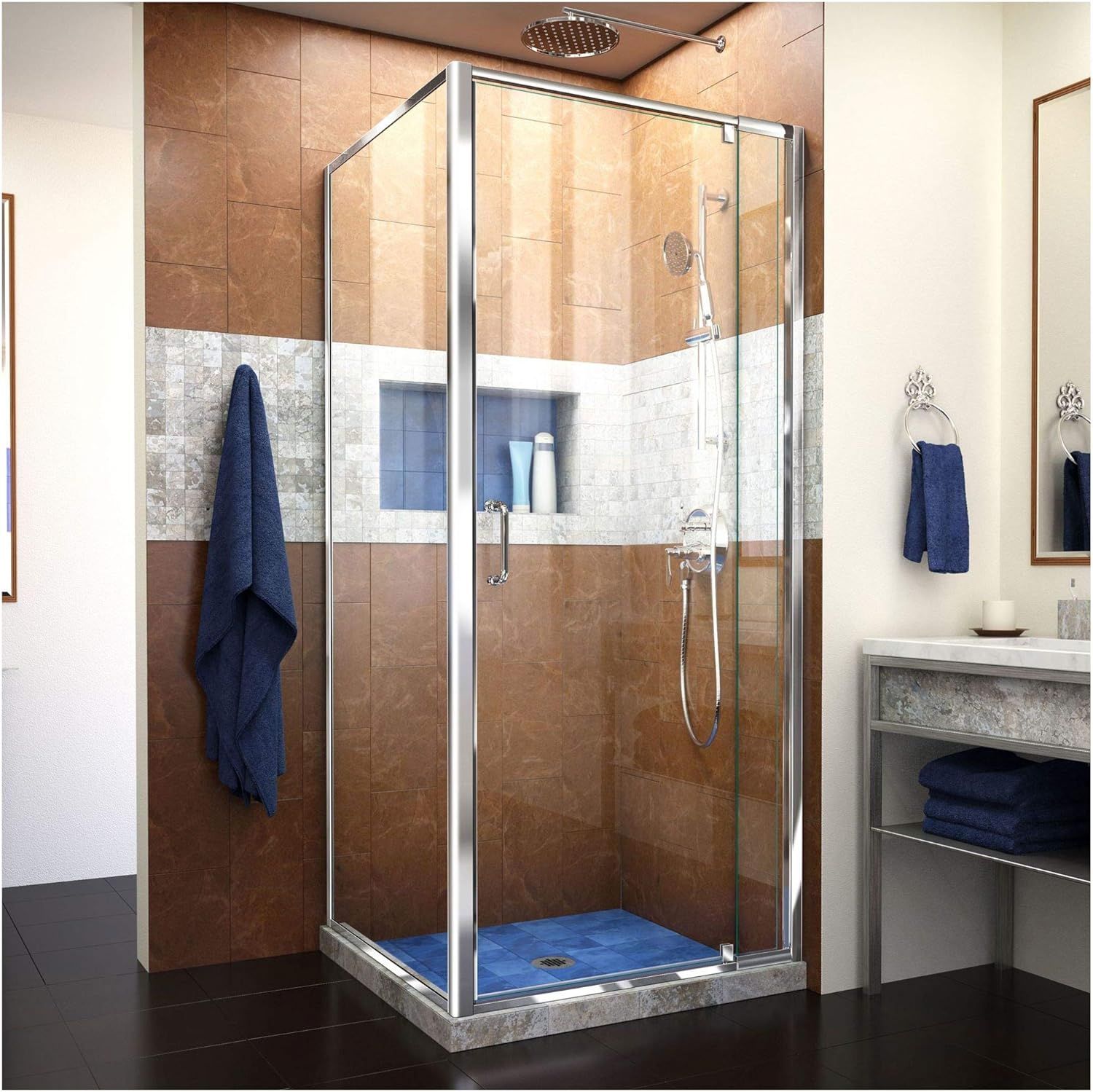 Flex 60" Brushed Nickel Frameless Pivot Shower Door with Clear Glass