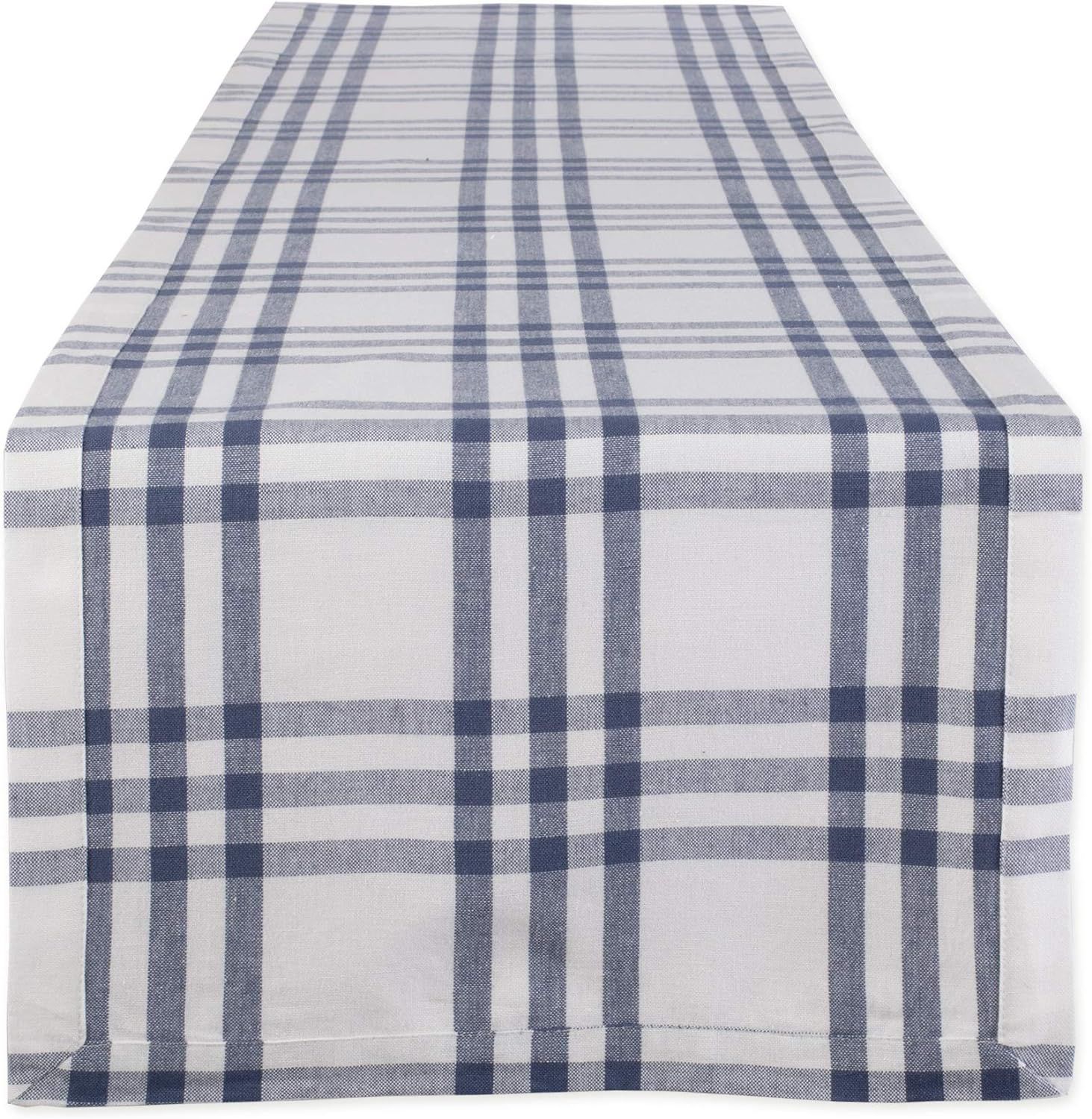 Blue Cotton Plaid 14x108 Rustic Table Runner