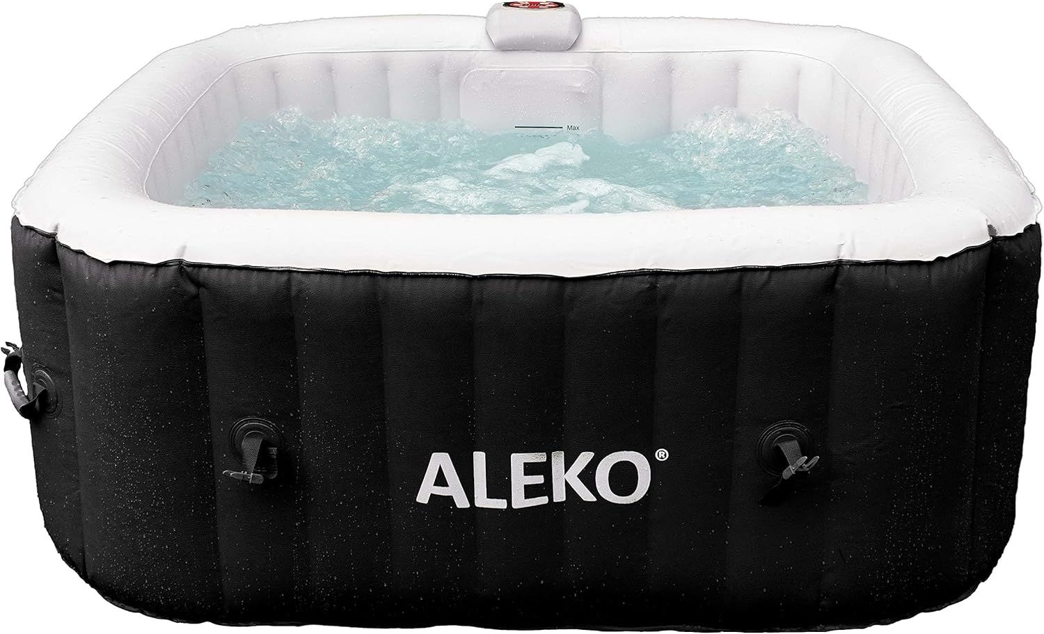 ALEKO 4-Person Black and White Inflatable Square Hot Tub