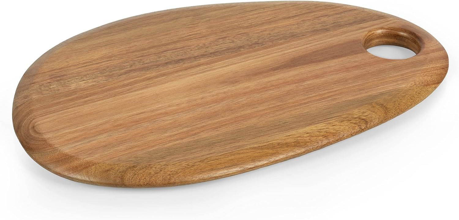 Pebble Shaped Acacia Wood Serving Board with Handle