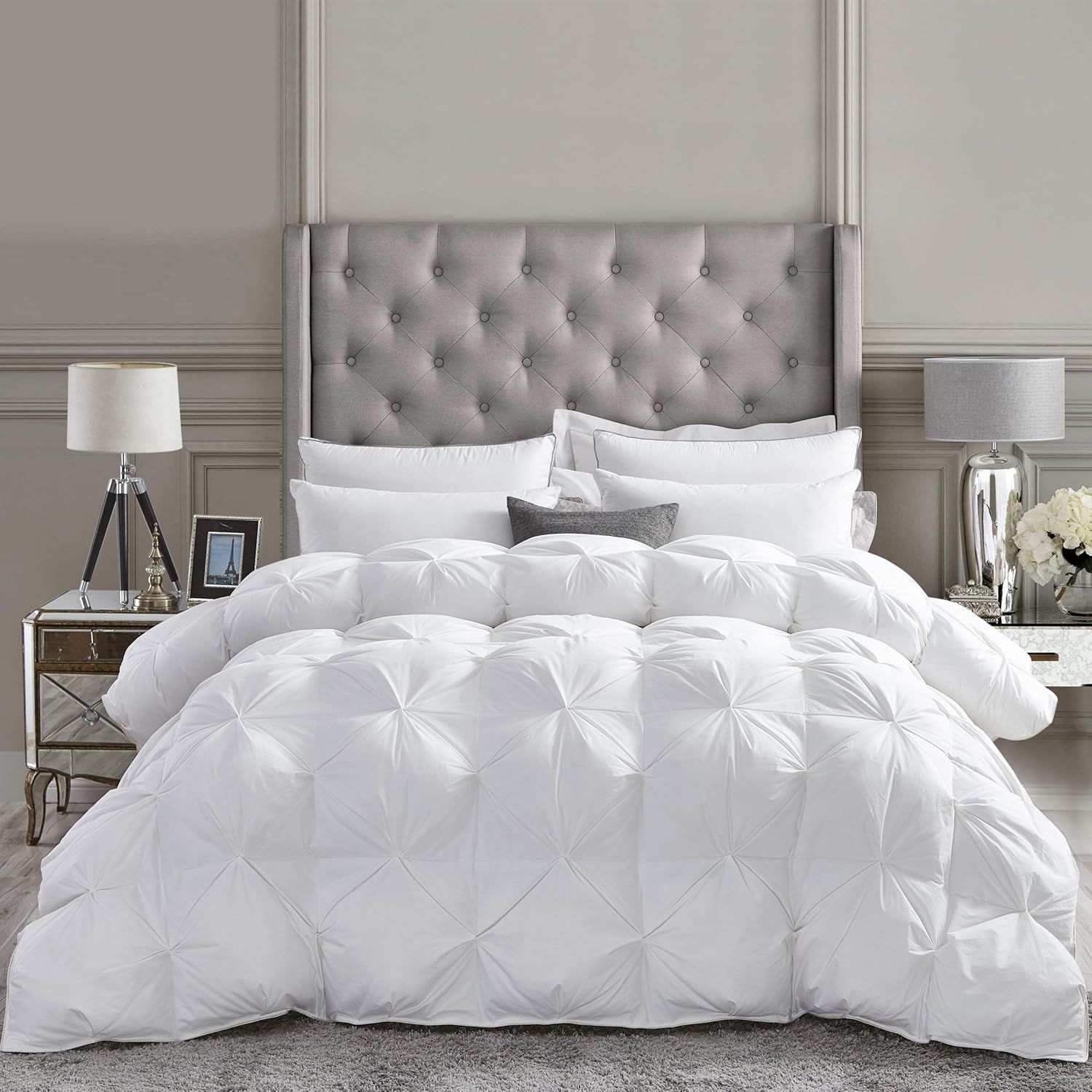 Luxurious King White Cotton Goose Down Comforter