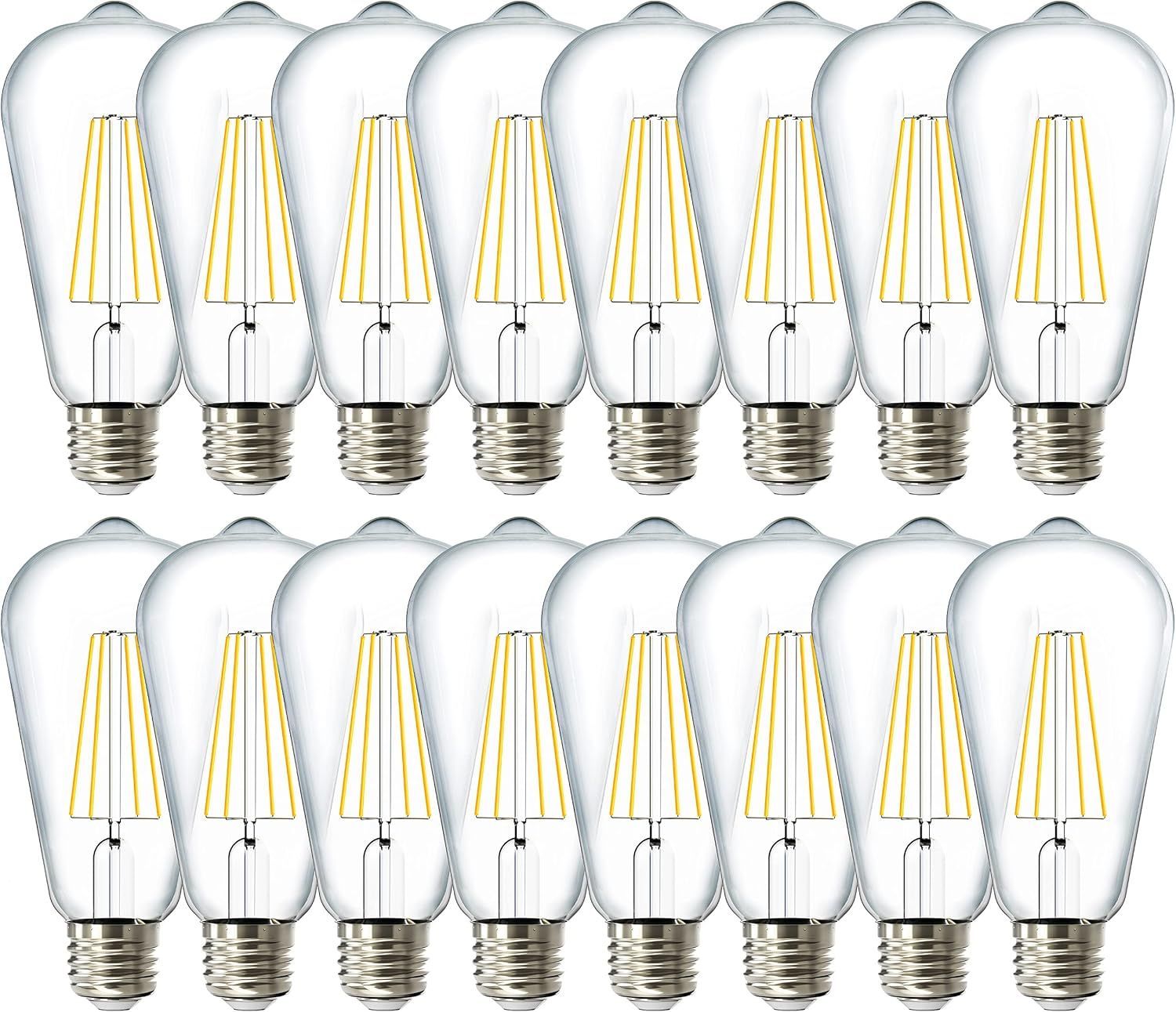 16-Pack Warm White Dimmable LED Edison Bulbs with E26 Base