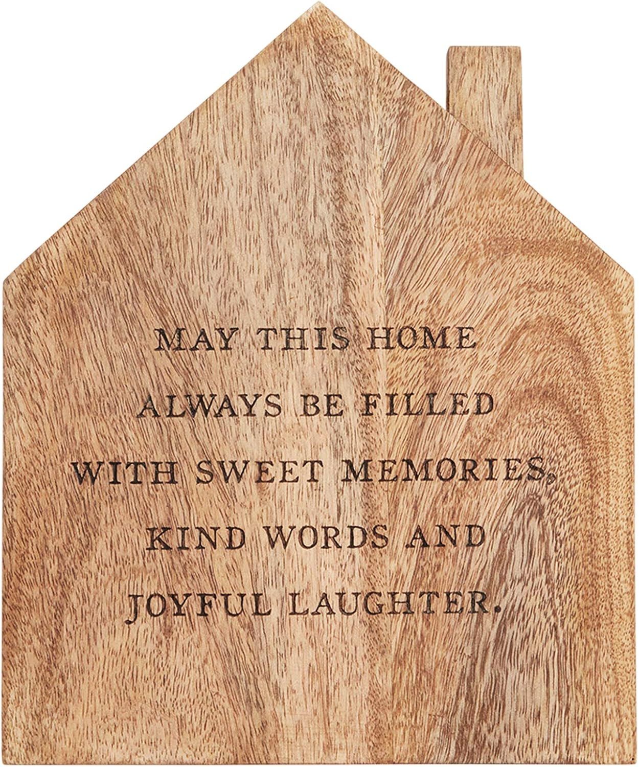 Engraved Mango Wood House Shaped Trivet, 10 1/4" x 8 1/2"