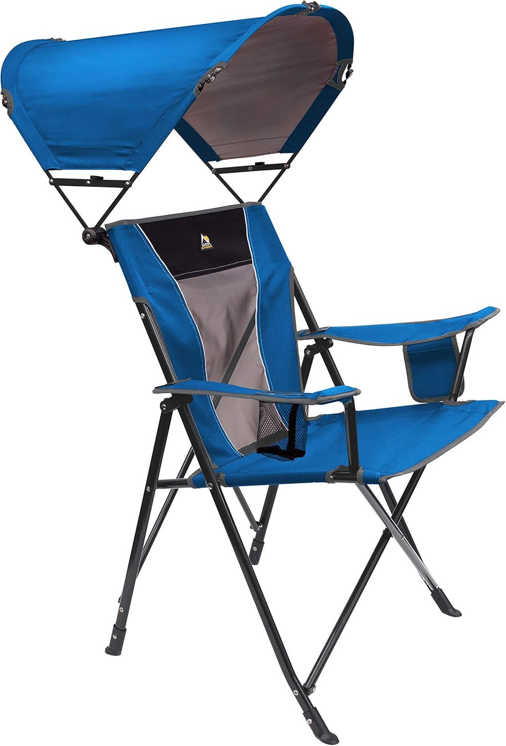 Saybrook Blue Adjustable Canopy Camping Chair with Armrests