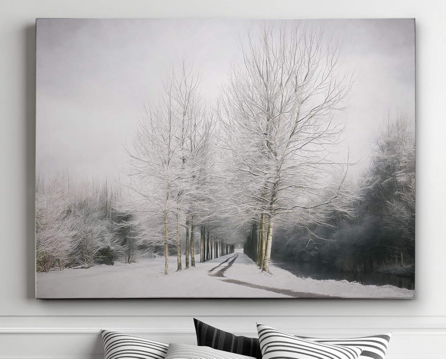 Winter Forest Scene Gallery Wrapped Canvas Wall Art, 30x40