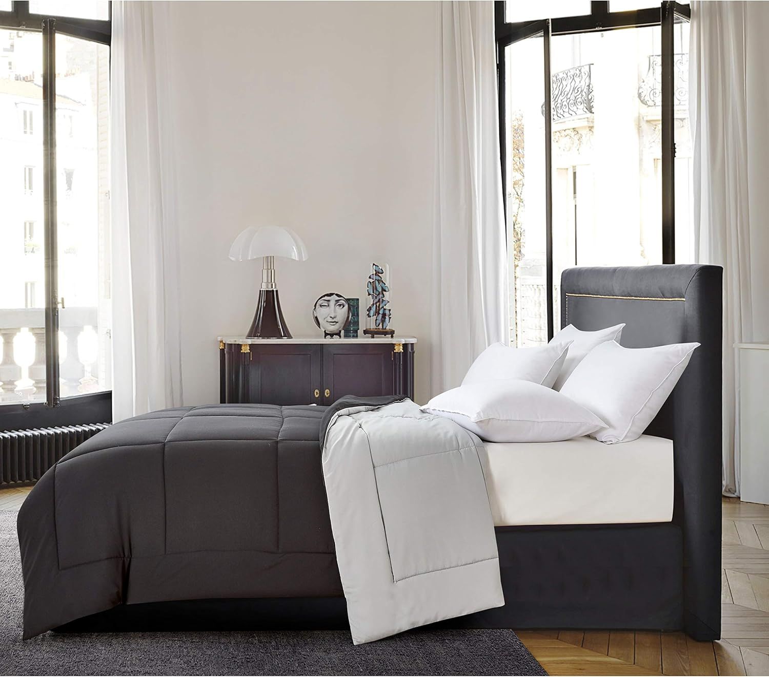 Gray Reversible Down Alternative Queen Comforter