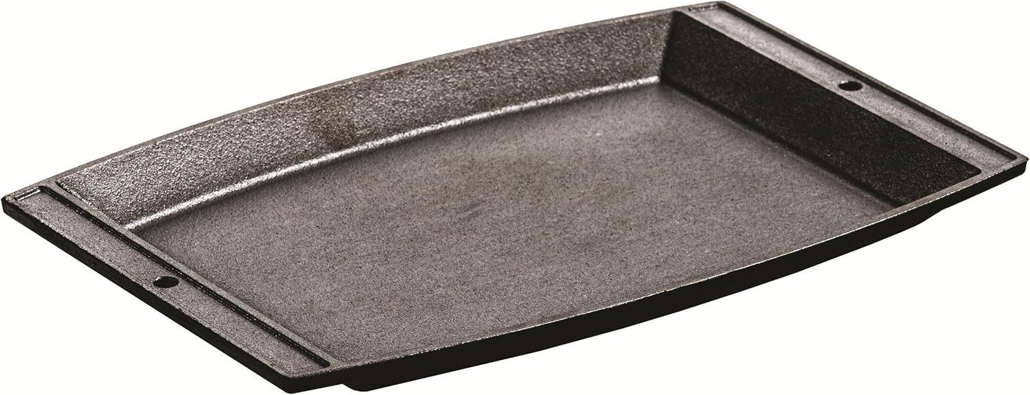 Black Cast Iron Rectangular Griddle with Raised Edges