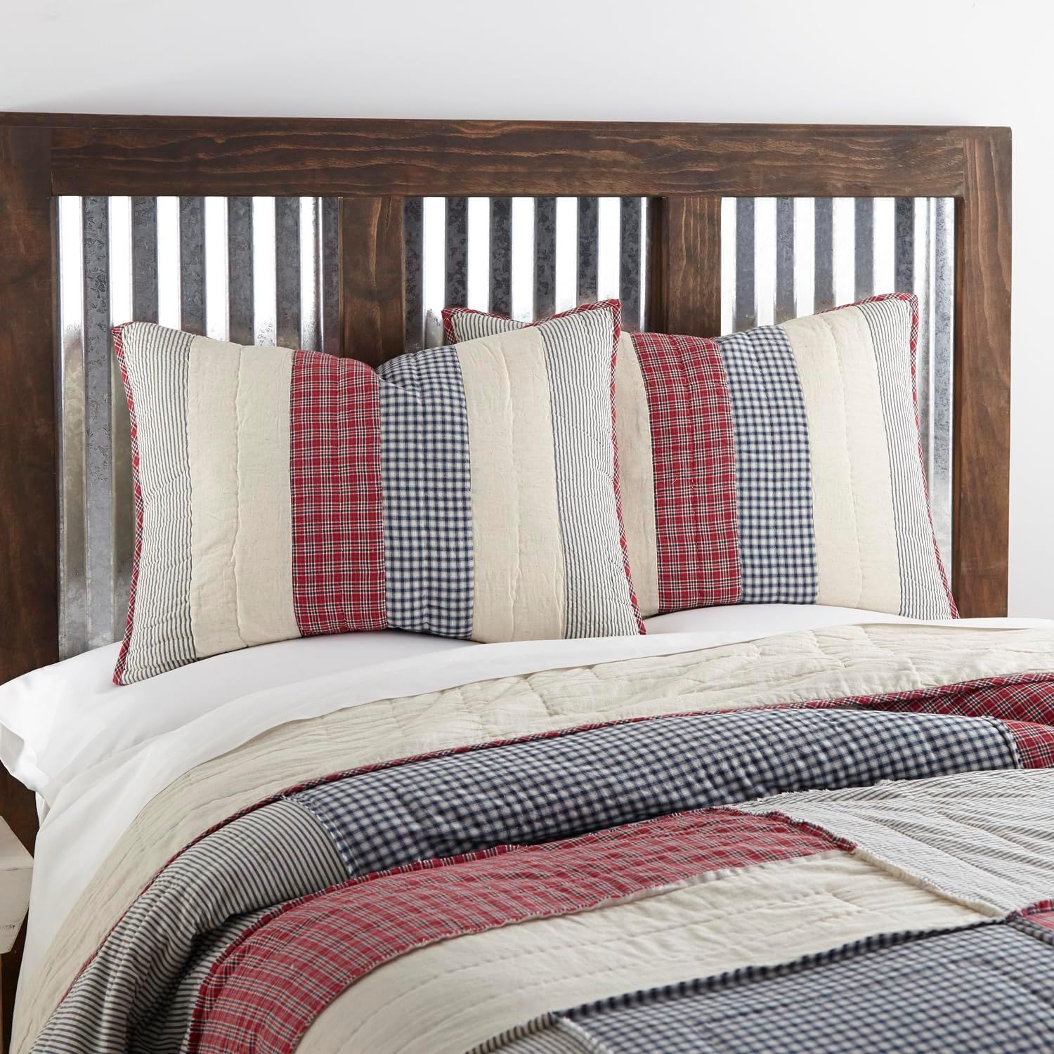 Hatteras Red and Blue Cotton Patchwork Standard Sham