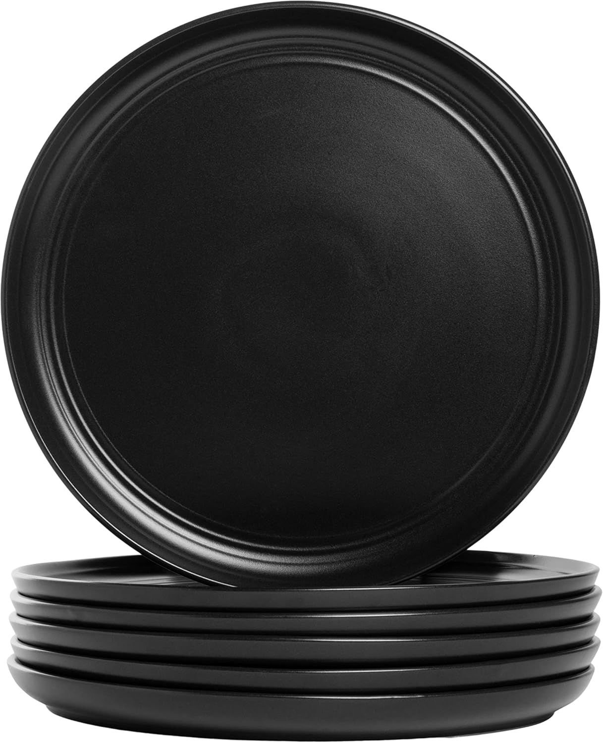 Matte Black Ceramic 10.5" Dinner Plates, Set of 6