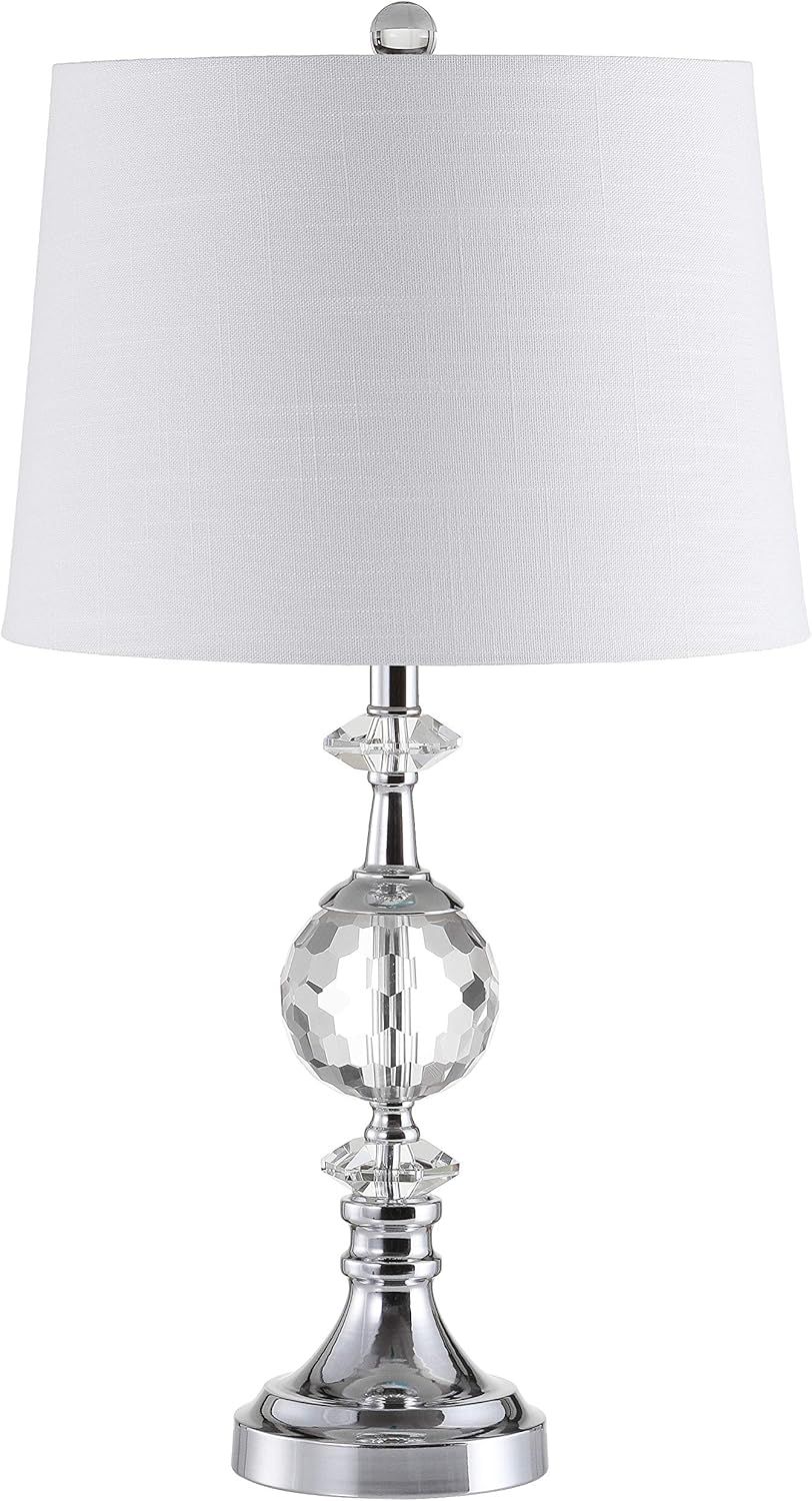 Channing 25.5" Crystal and Chrome LED Table Lamp with Linen Shade