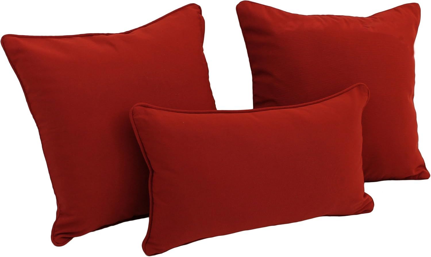 Ruby Red Twill Fabric Square Throw Pillow Set