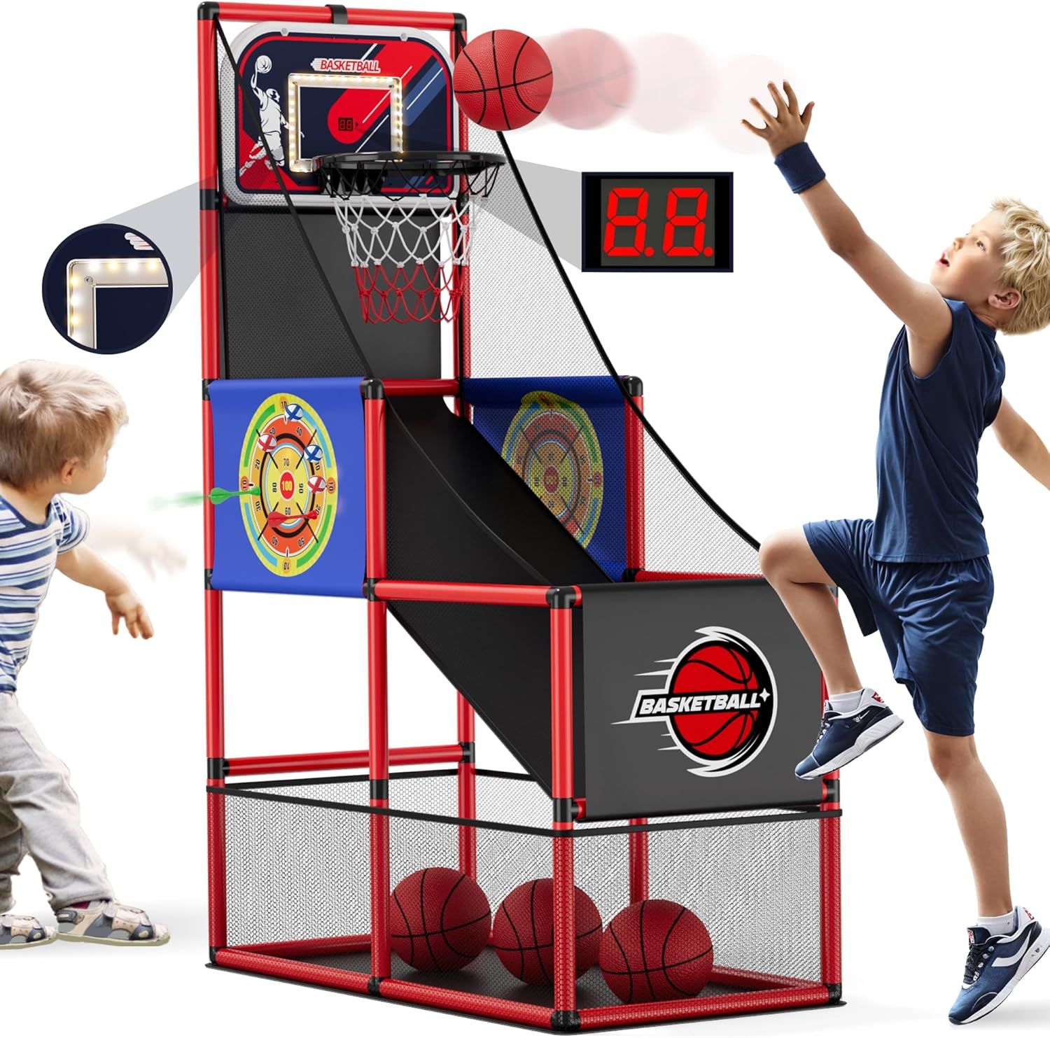 Adjustable Height Indoor Outdoor Basketball Arcade Game Set