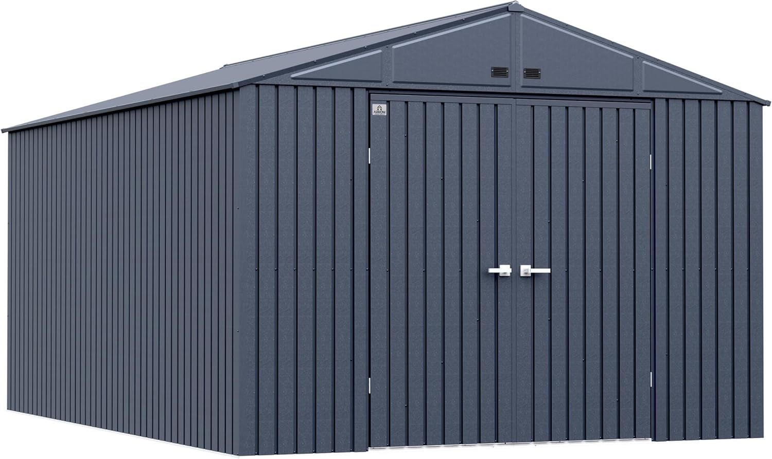 Anthracite 10' x 14' Steel Gable Roof Storage Shed