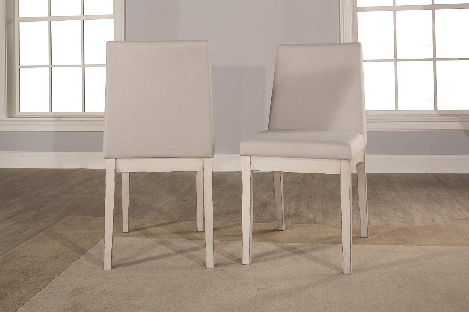 Clarion Sea White Wood Upholstered Parsons Dining Chair Set