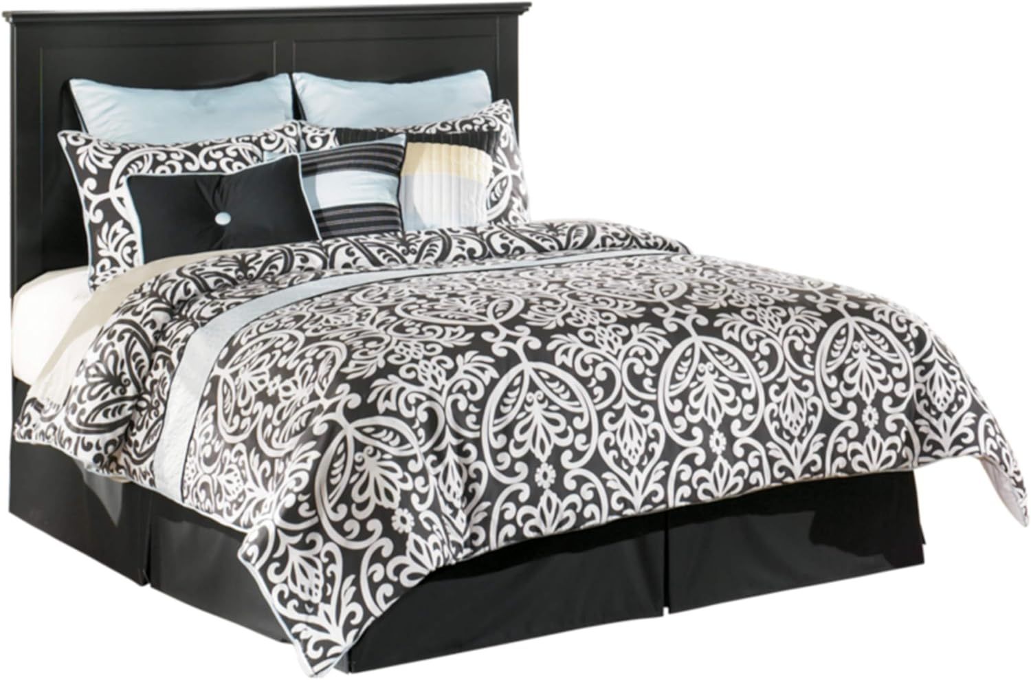 Black Upholstered Tufted King Panel Bed with Wood Frame