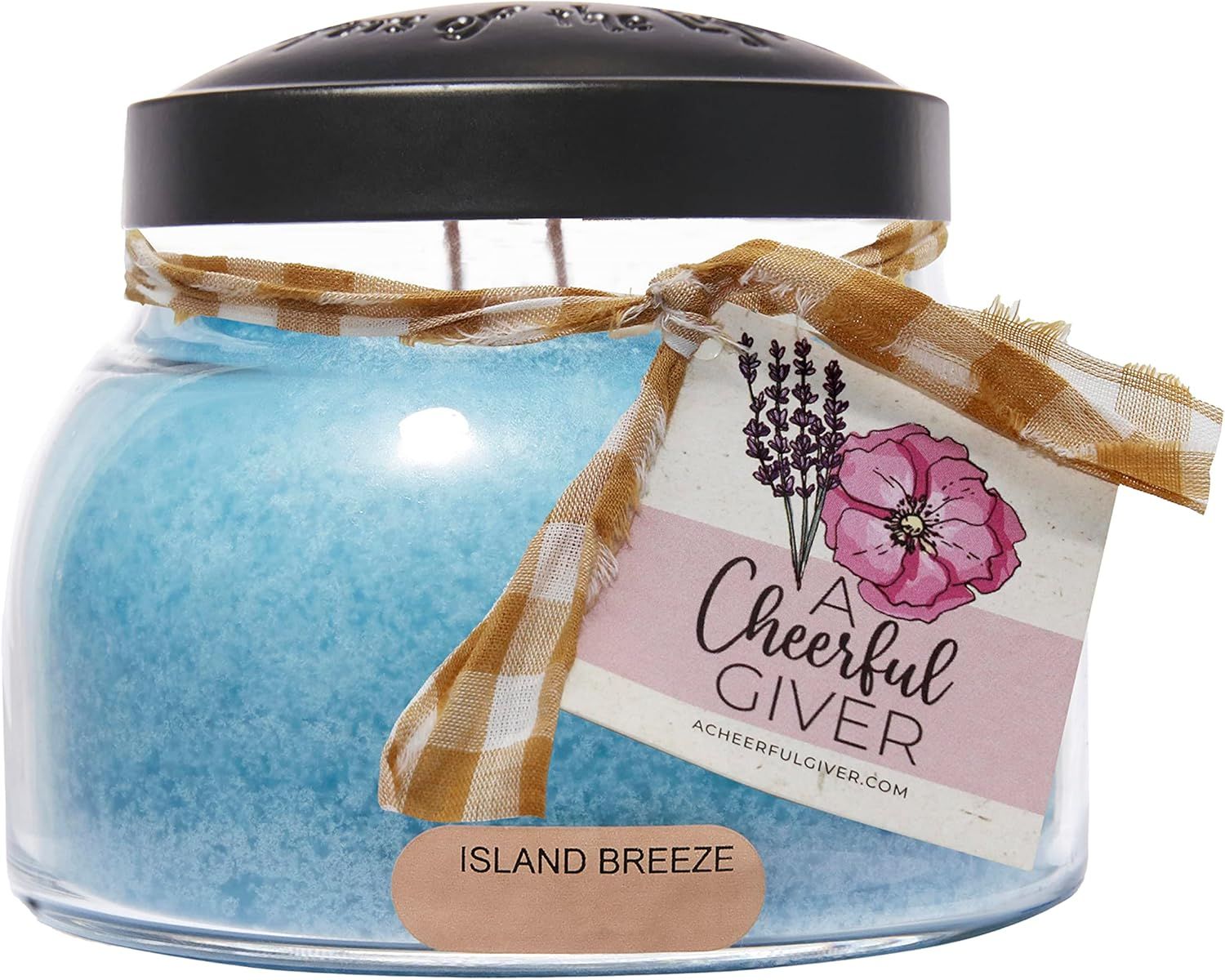 Island Breeze Scented Glass Jar Candle with Black Lid