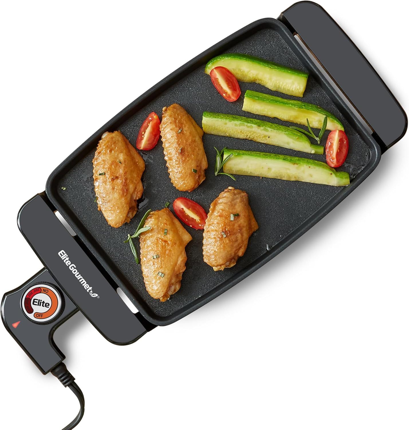 Compact Black Non-Stick Electric Griddle with Thermostat