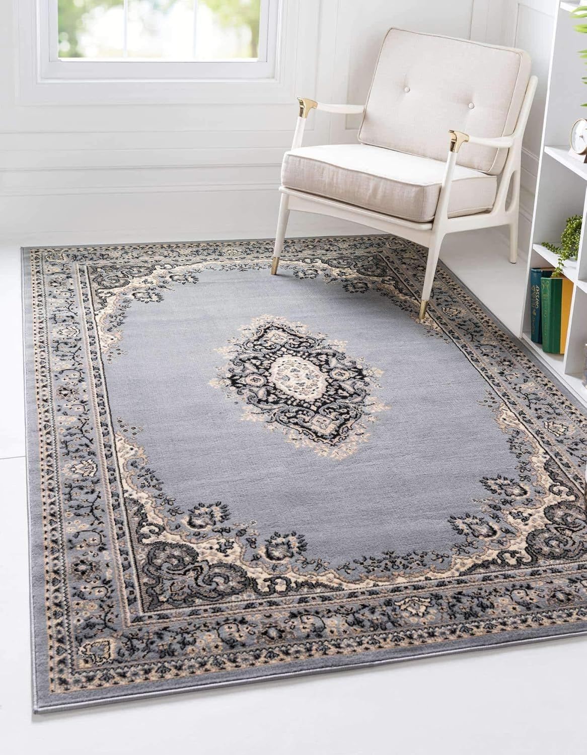 Amaya Gray Medallion 4' x 6' Easy-Care Synthetic Rug