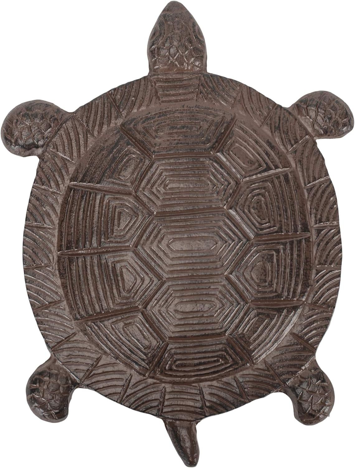 Rustic Bronze Cast Iron Turtle Stepping Stone 13 Inches