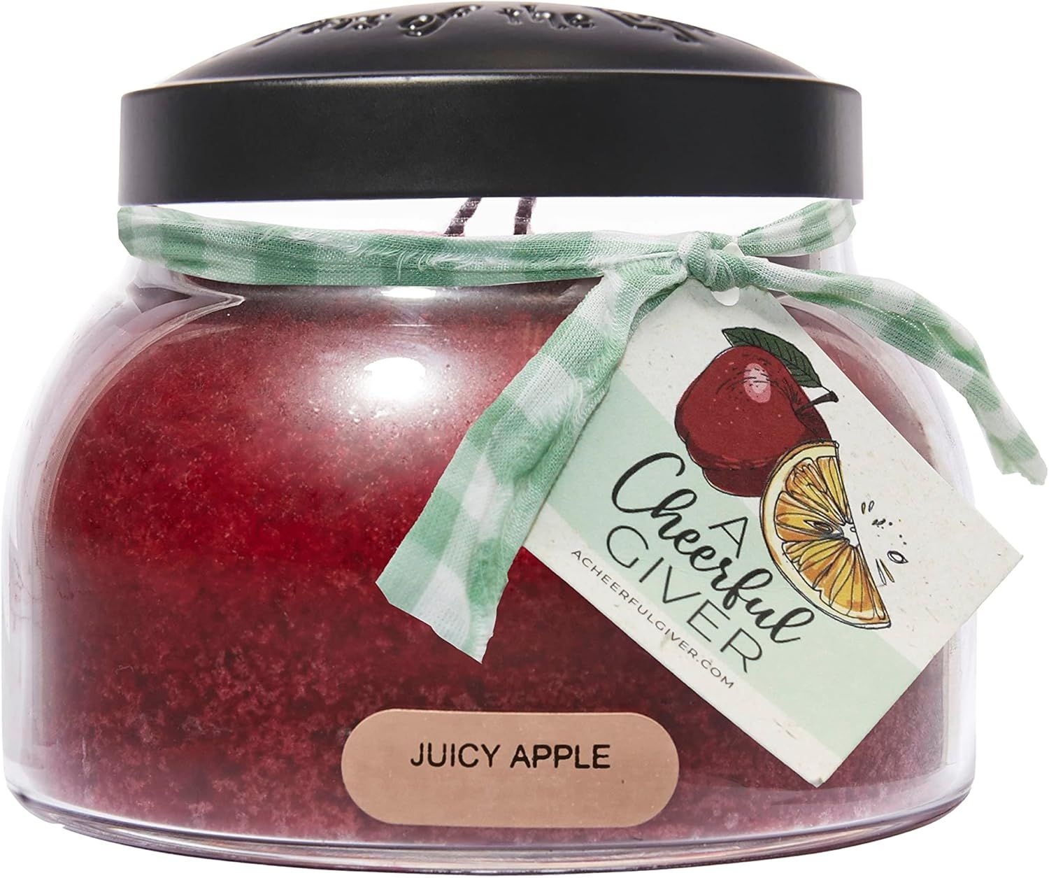 Juicy Apple Scented Glass Jar Candle with Black Lid