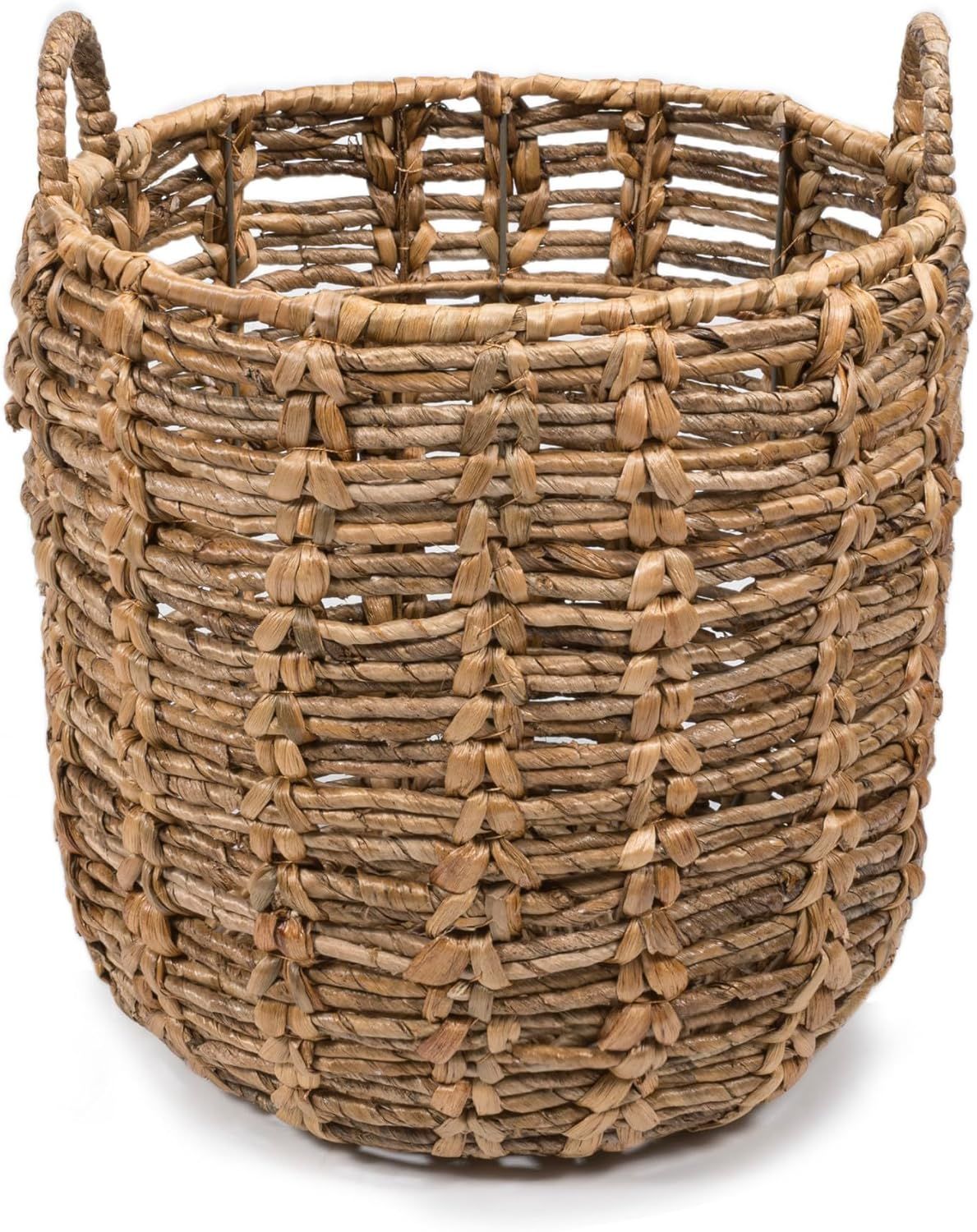 Laurel Hand-Woven Brown Abaca Round Storage Basket