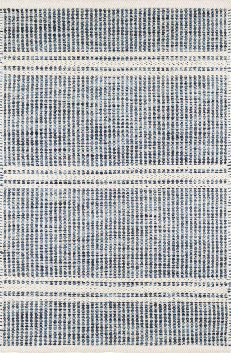 6' x 9' Blue and White Synthetic Stripe Rug