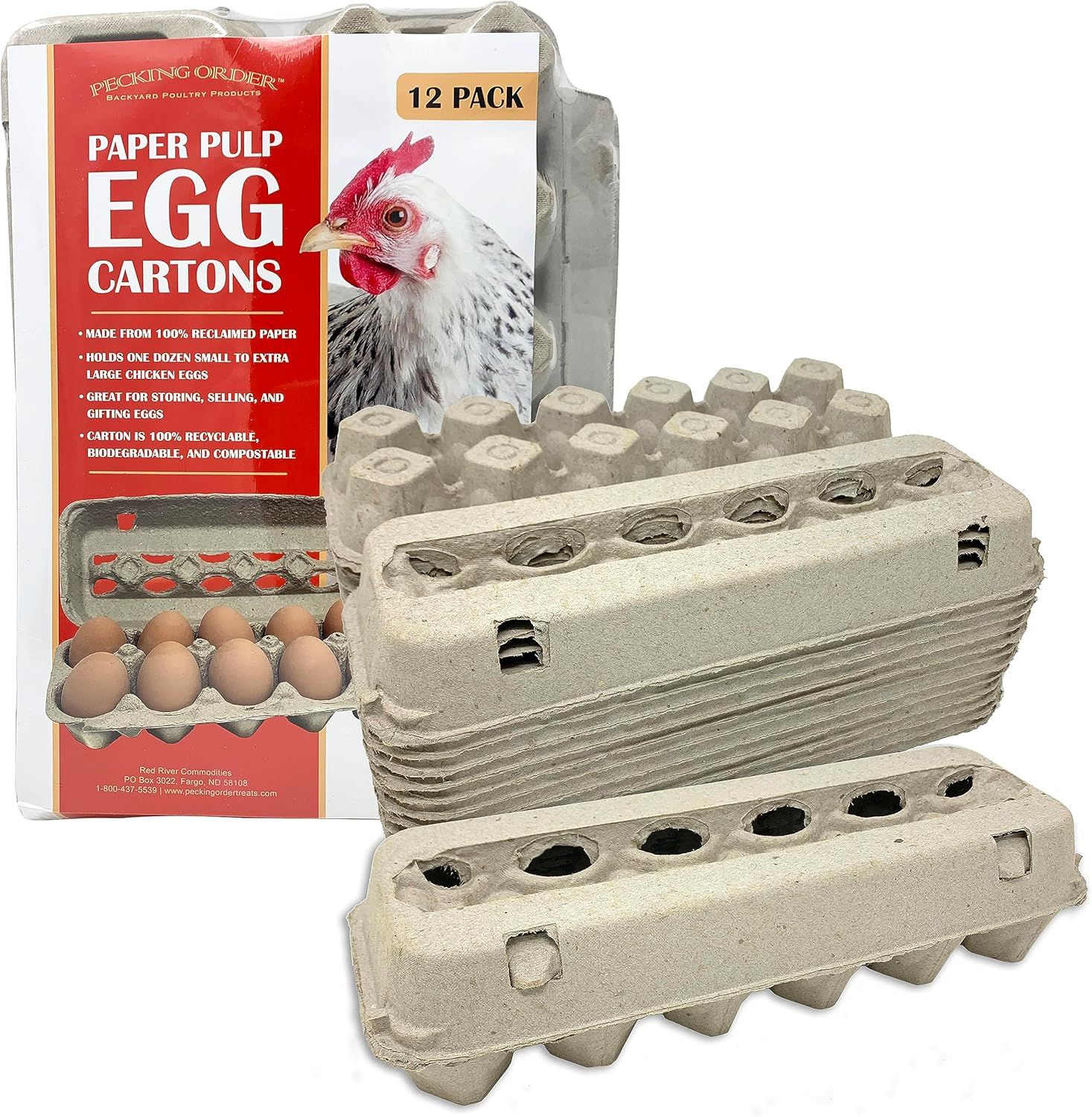 Pecking Order Recycled Paper Pulp Egg Cartons - 12 Pack