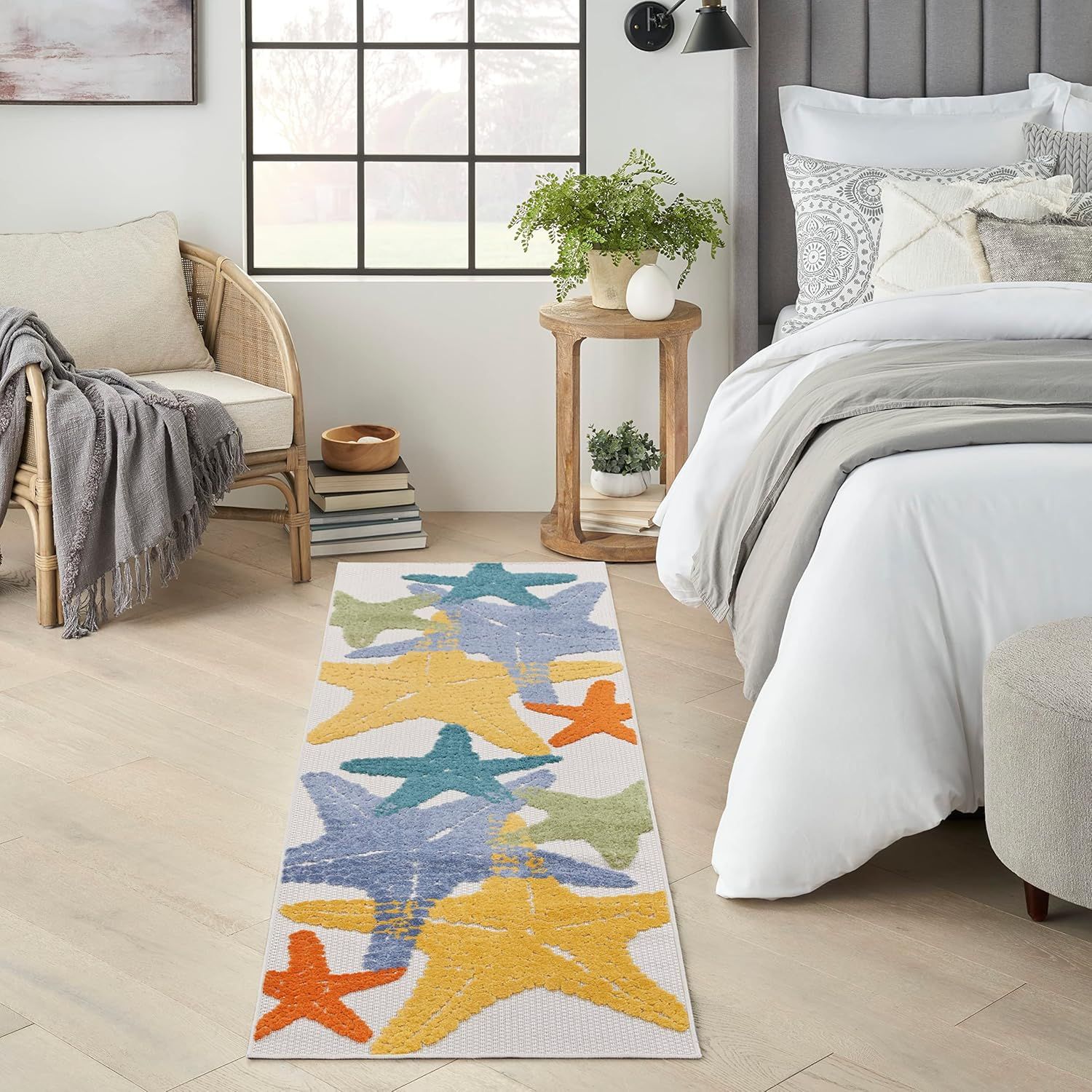 Aloha Shoreline Starfish 2x6 Multicolor Outdoor Rug